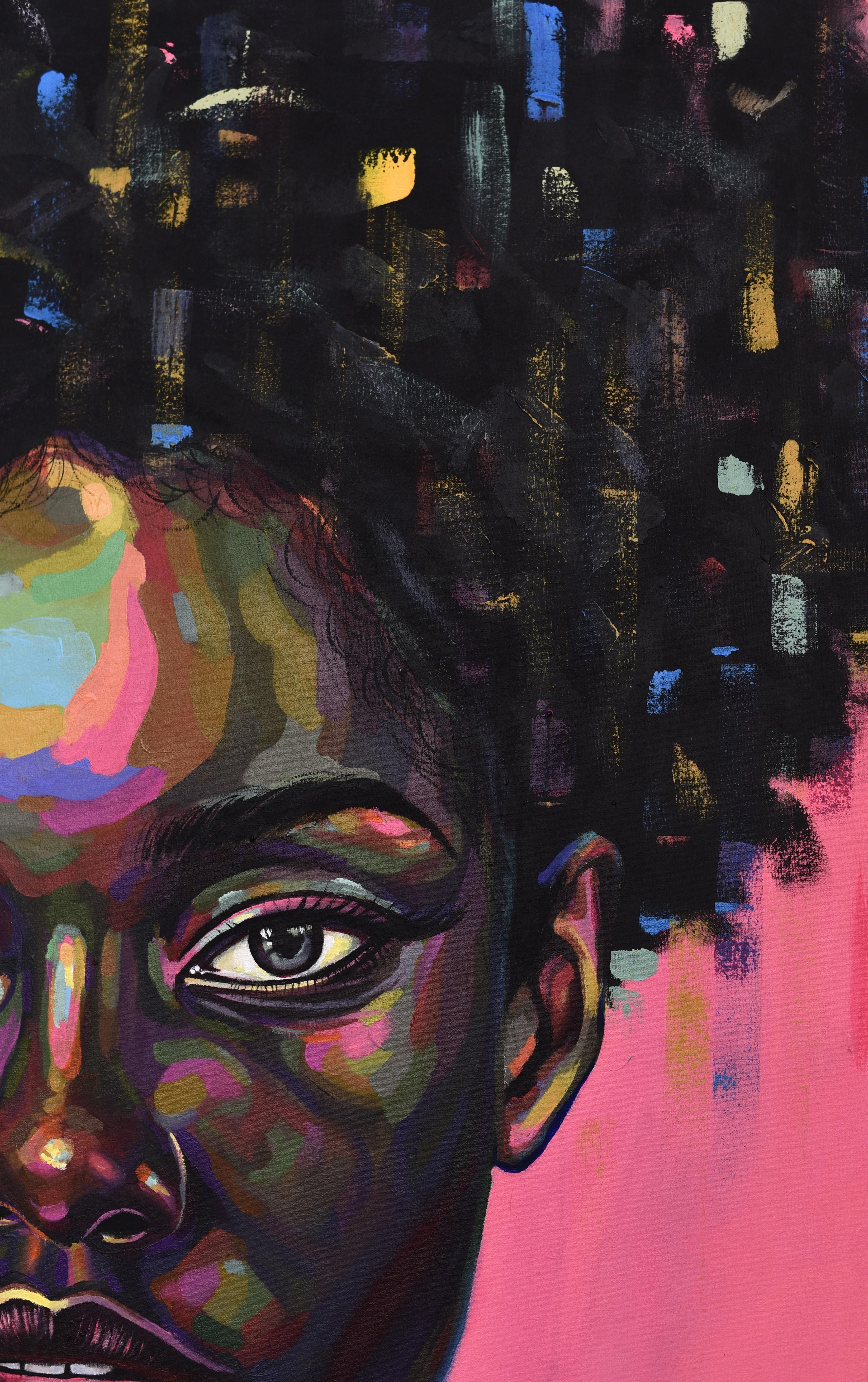 Free But Hungry 6 -21e siècle, Contemporain, Portrait figuratif, Afrique Femmes - Painting de Damola Ayegbayo 
