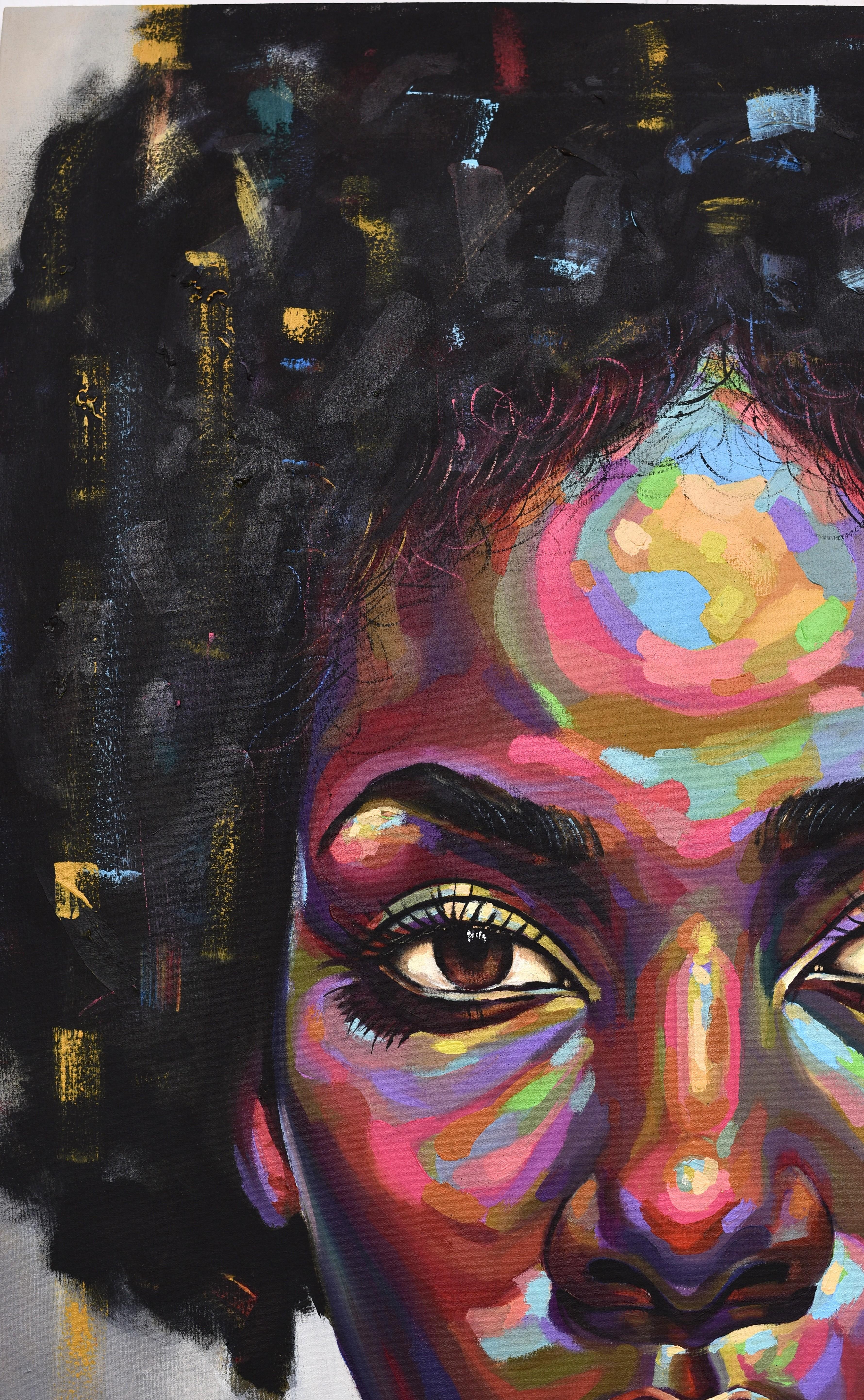 Free But Hungry 7 -21e siècle, Contemporain, Portrait figuratif, Afrique Femmes - Painting de Damola Ayegbayo 