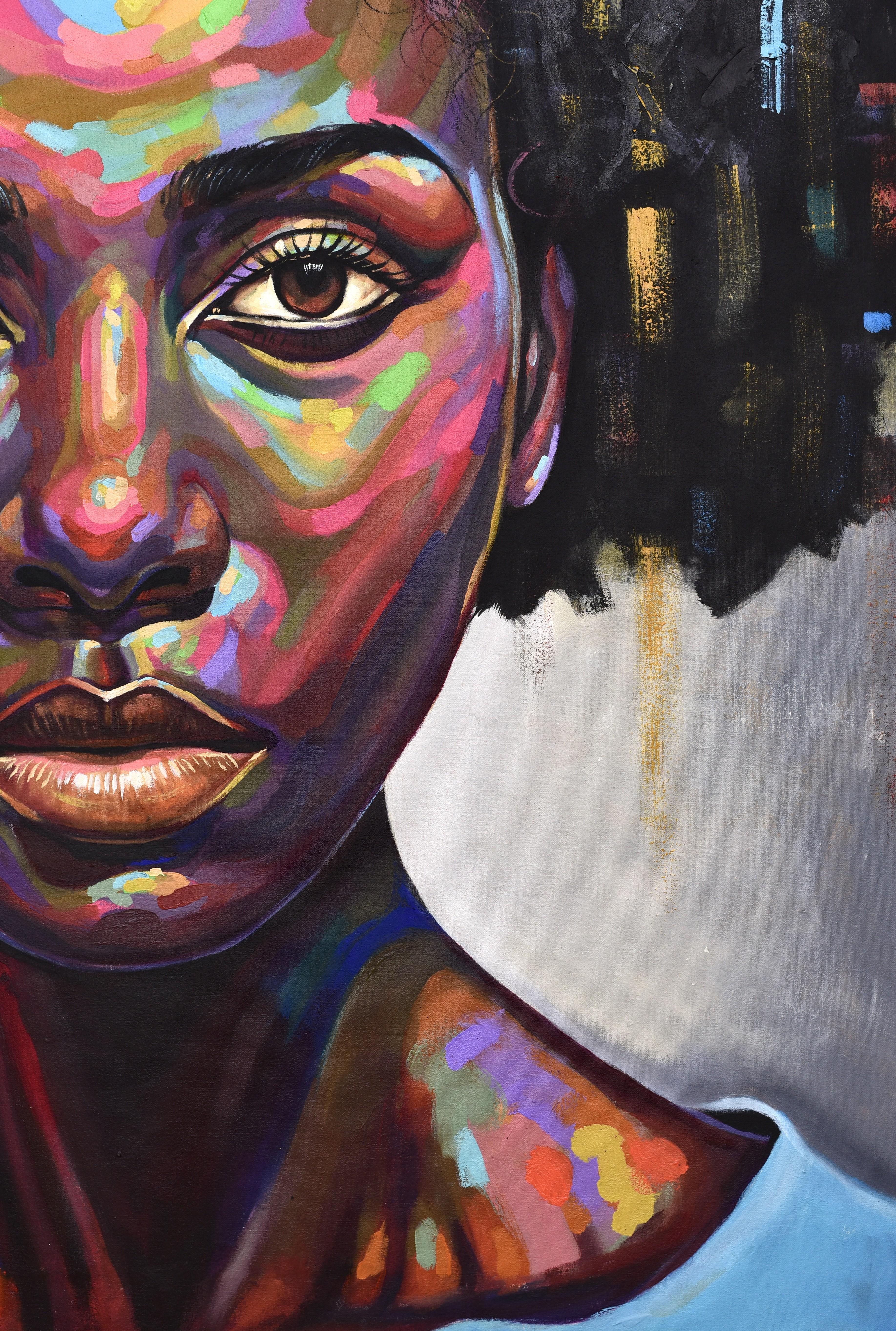 Free But Hungry 7 -21e siècle, Contemporain, Portrait figuratif, Afrique Femmes en vente 1