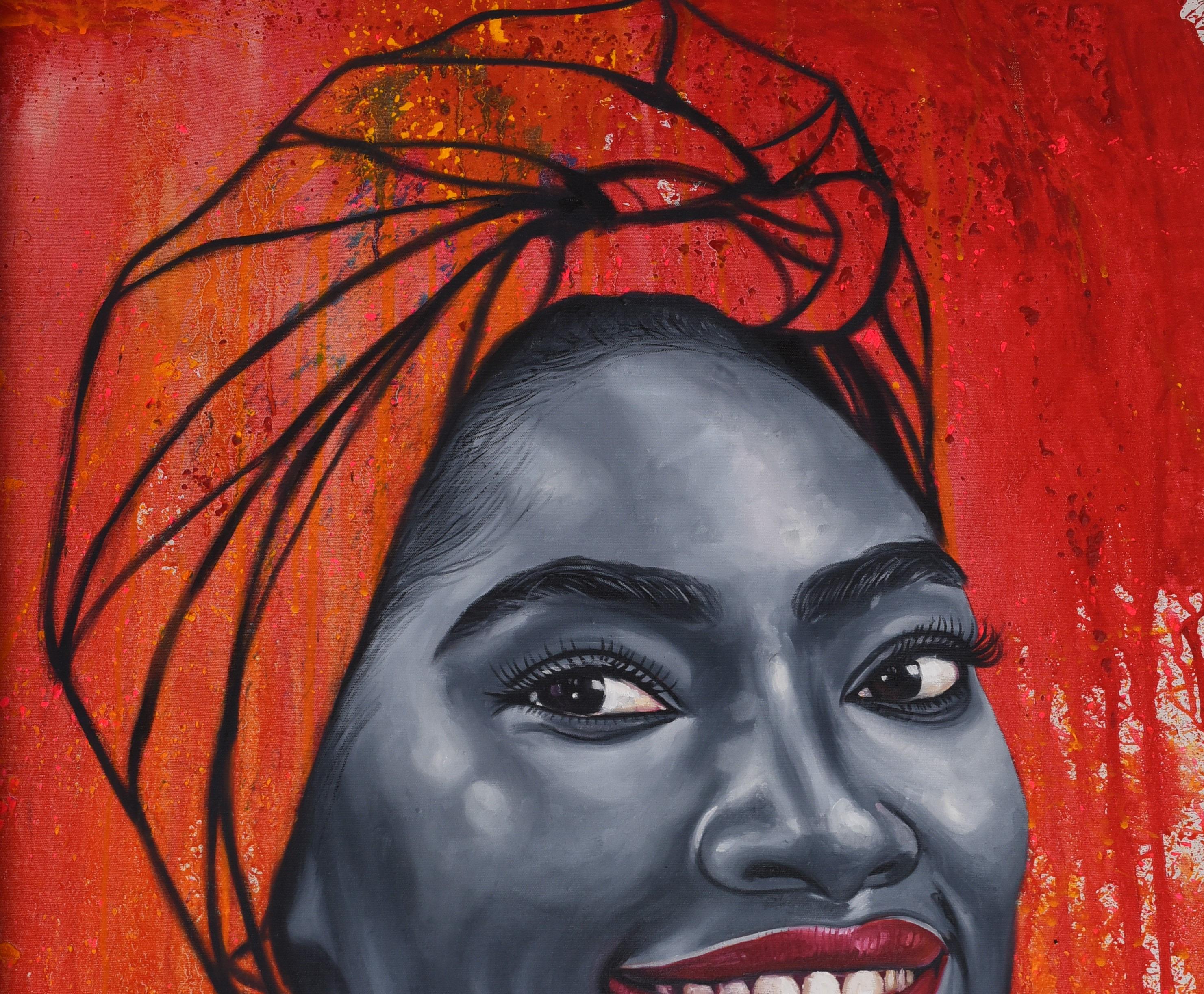 Gifted Treasure -21st Century, Contemporary, Figurative Portrait, Beauty Women - Painting by Damola Ayegbayo 