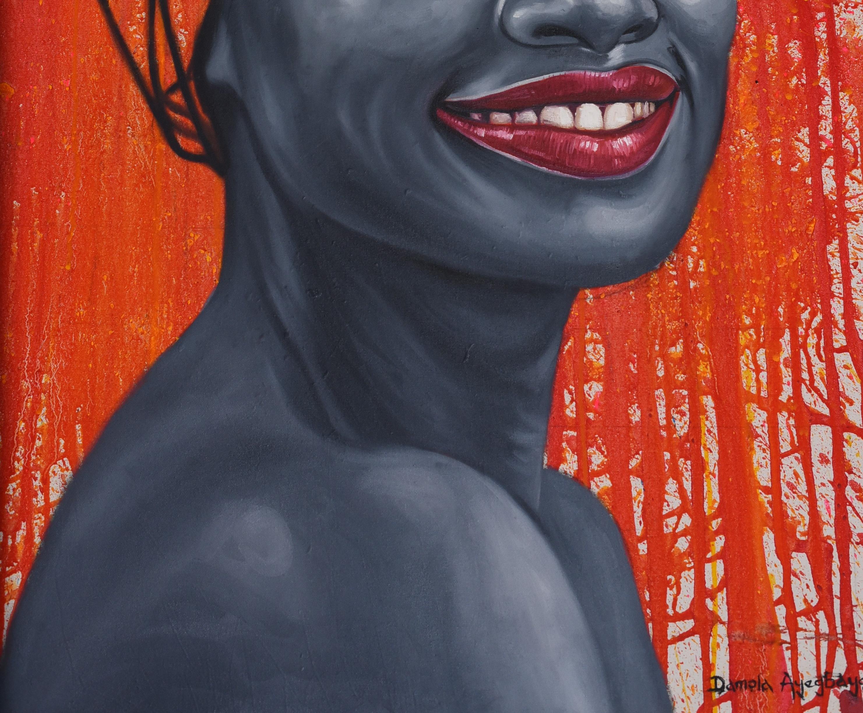 Gifted Treasure -21st Century, Contemporary, Figurative Portrait, Beauty Women - Realist Painting by Damola Ayegbayo 