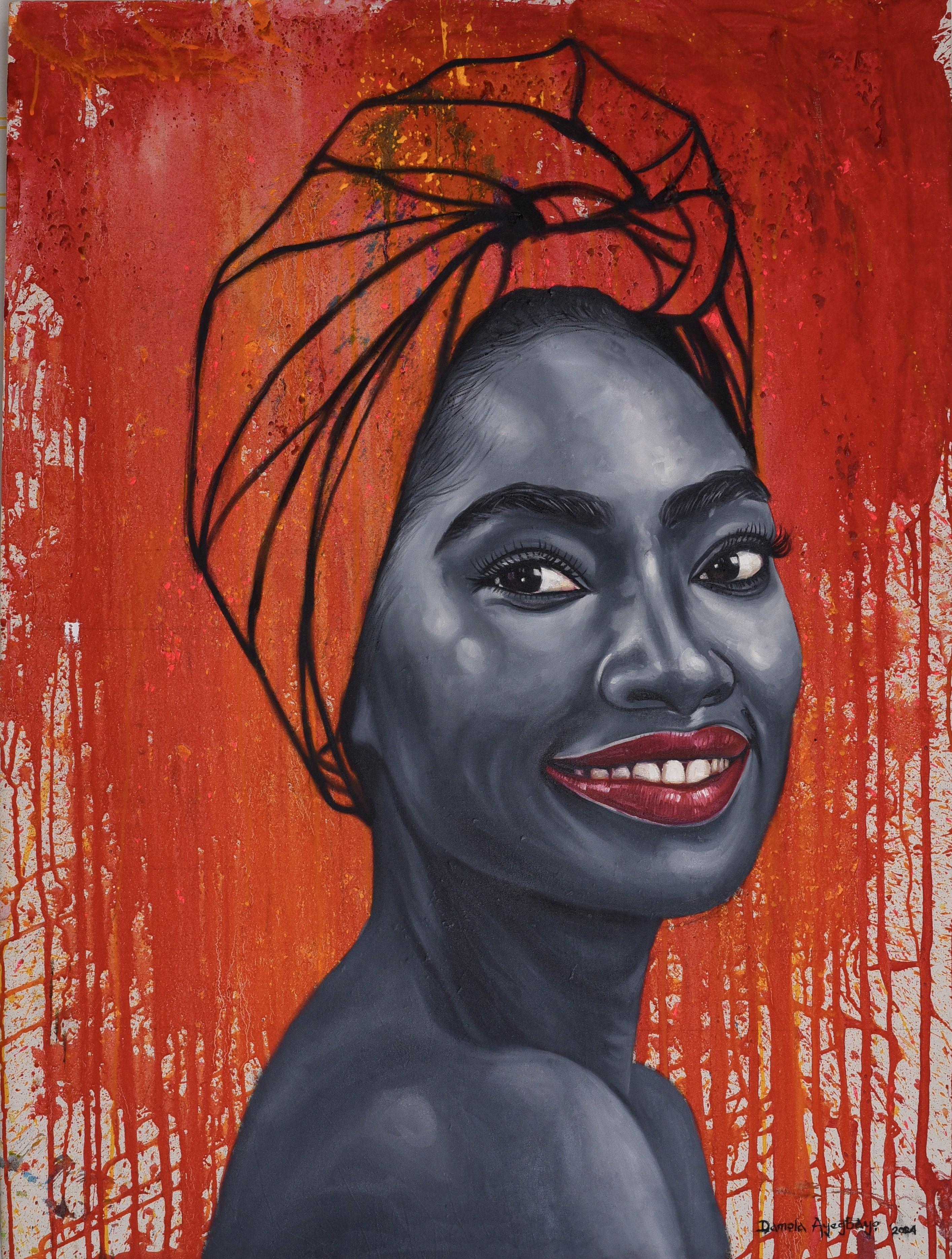 Damola Ayegbayo  Figurative Painting - Gifted Treasure -21st Century, Contemporary, Figurative Portrait, Beauty Women