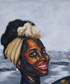 Inside Black Pot: Contemporary Acrylic Painting on Canvas, Unframed