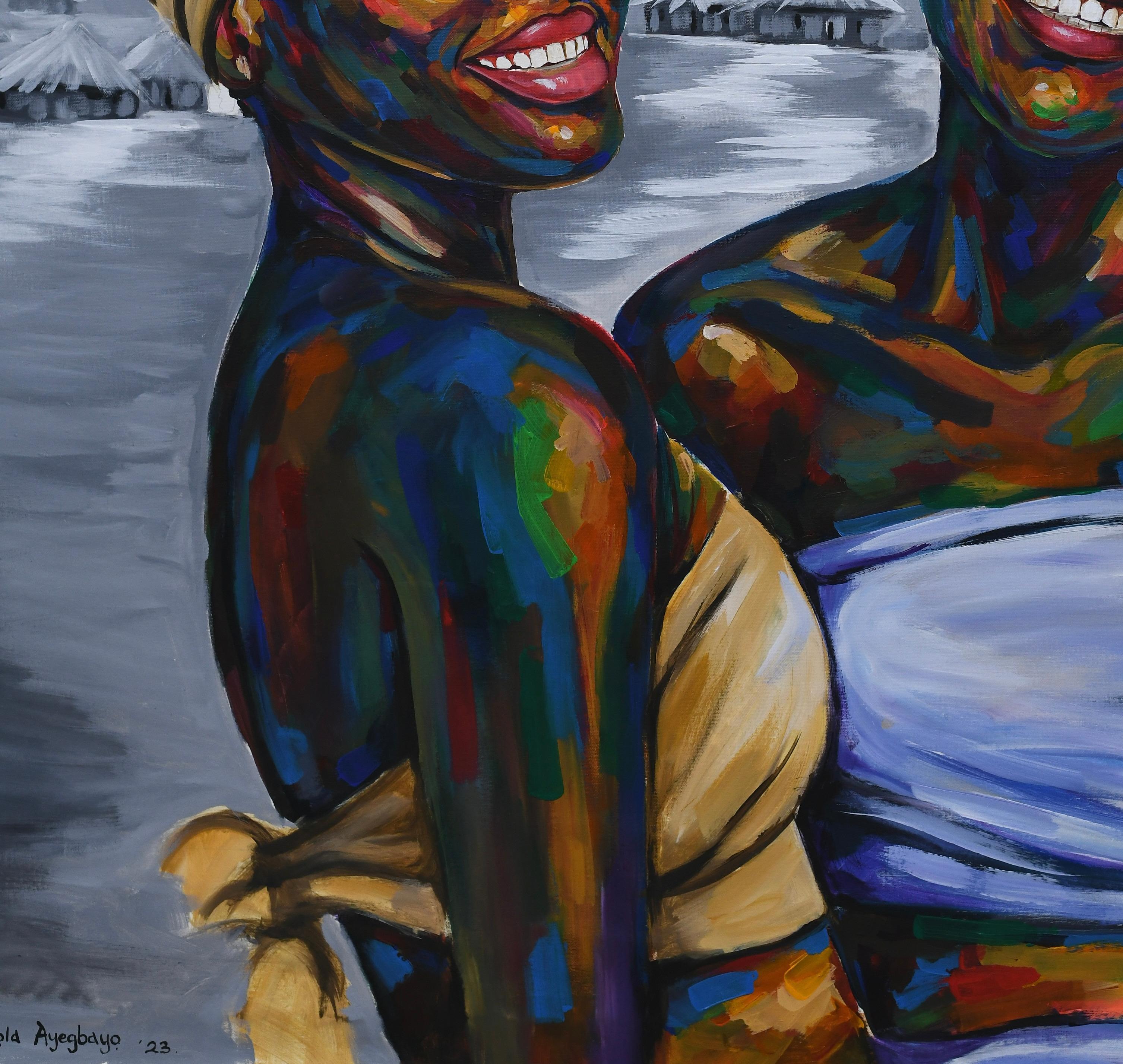 All'interno della pentola nera - Figurative Painting Nero di Damola Ayegbayo 