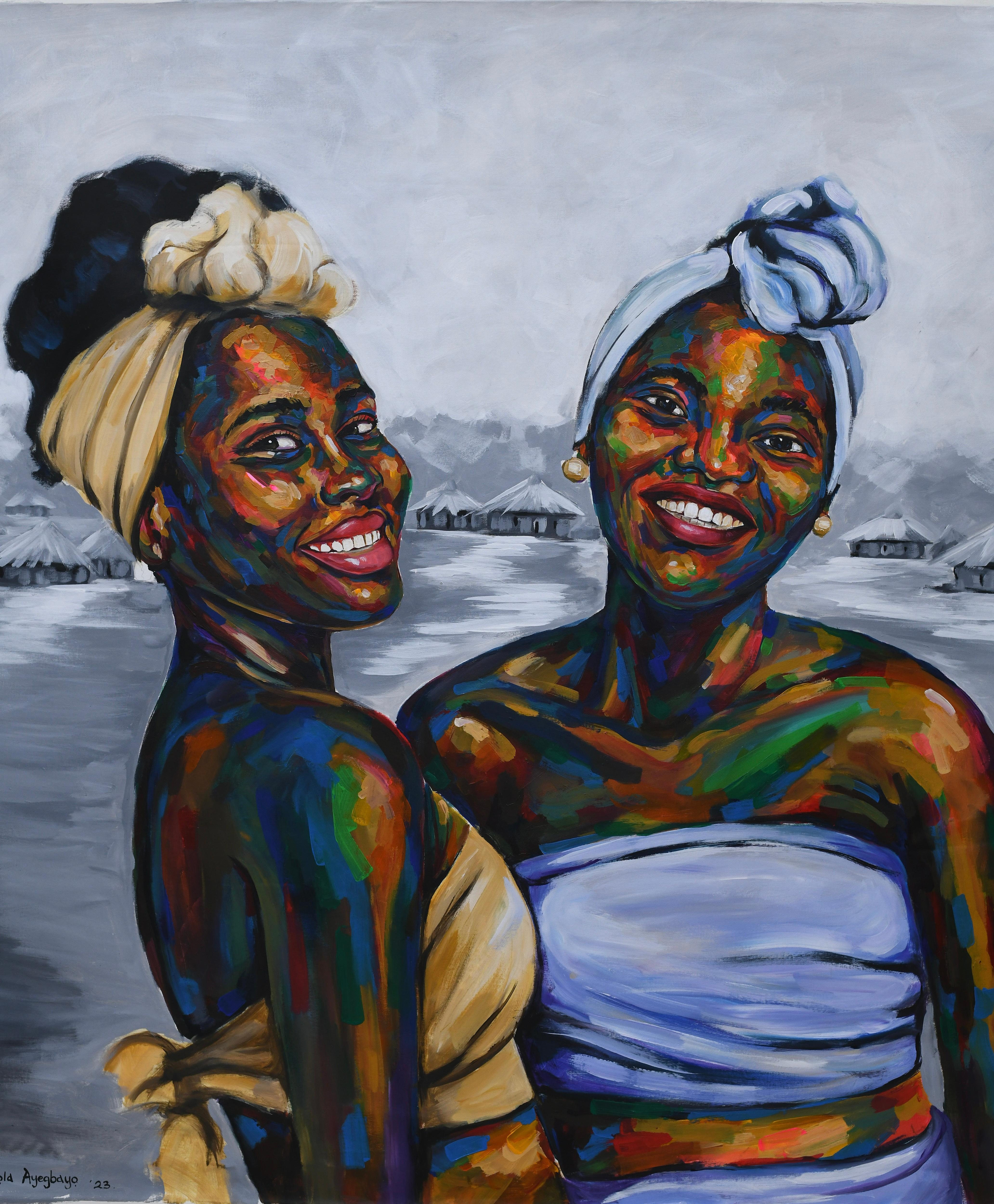 Figurative Painting di Damola Ayegbayo  - All'interno della pentola nera