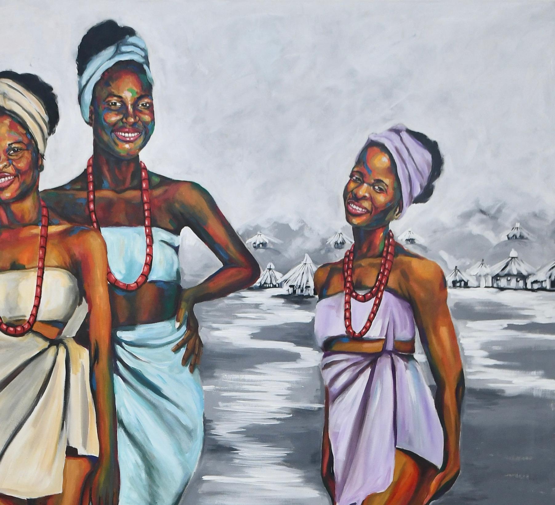 Inside The Black Pot 2 - Contemporary Painting by Damola Ayegbayo 
