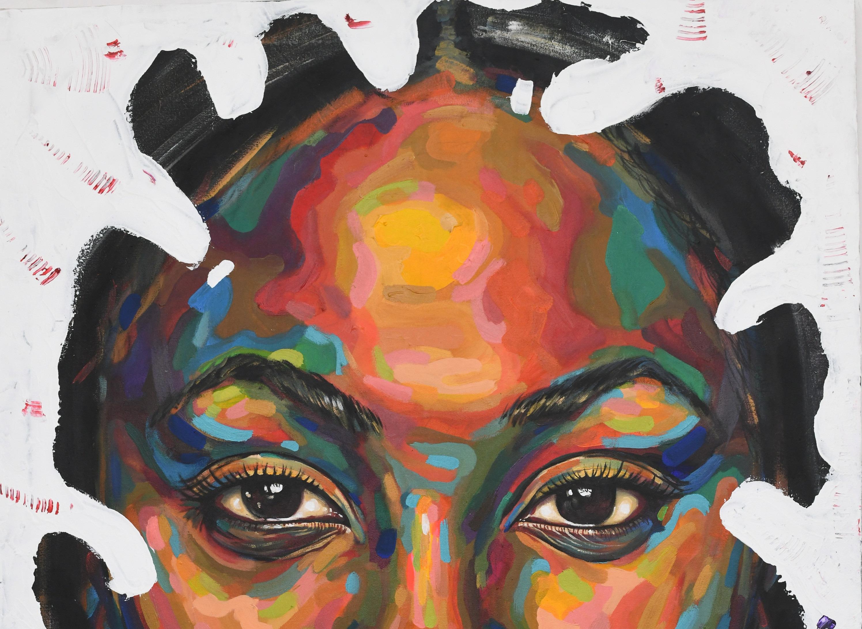 Isolation 4 - 21° secolo, Contemporaneo, Ritratto figurativo, Donne, Colori - Painting di Damola Ayegbayo 