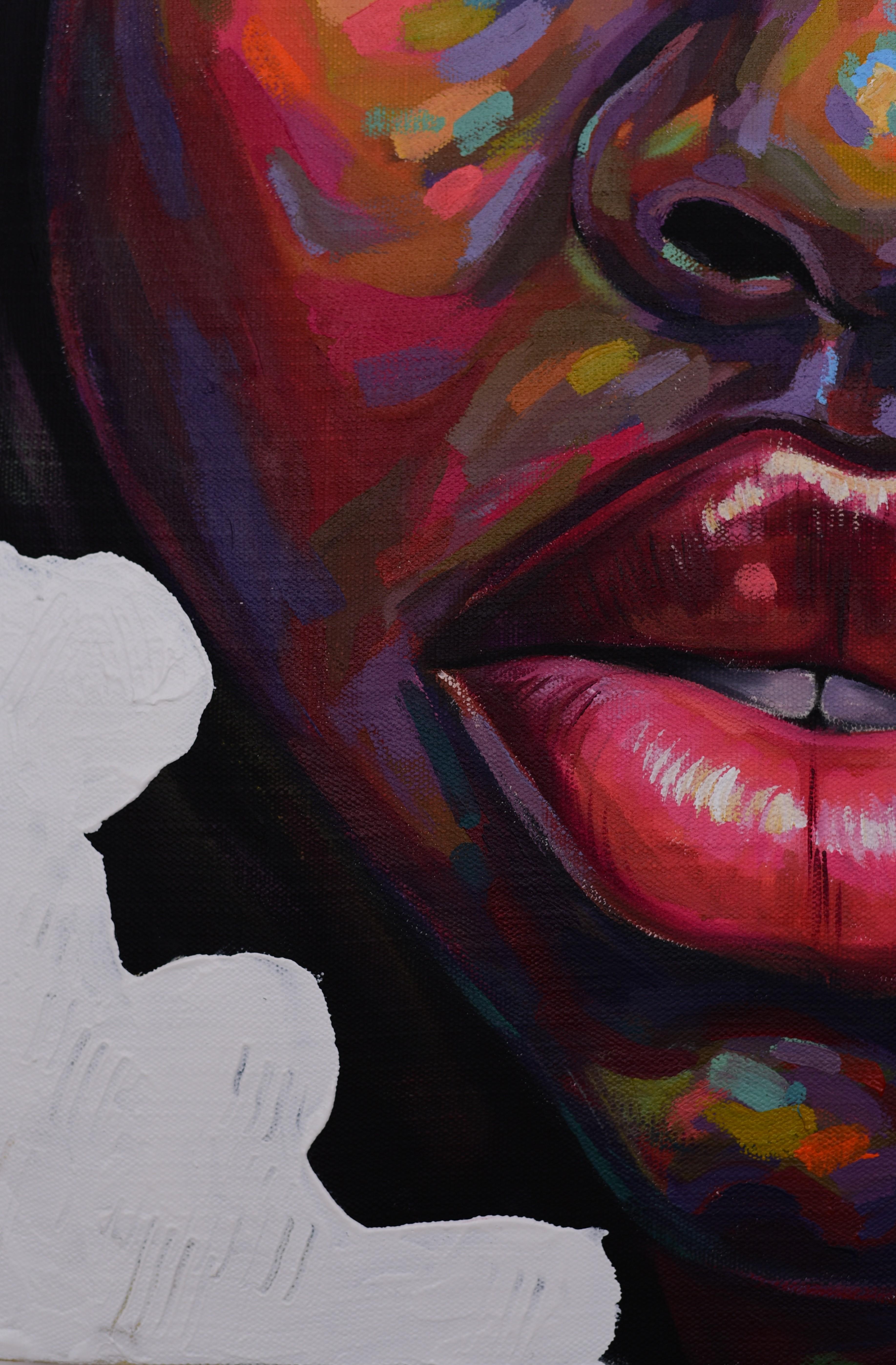 Isolation 5 - 21e siècle, AM Contemporary, Portrait figuratif, Femmes, Couleurs - Painting de Damola Ayegbayo 