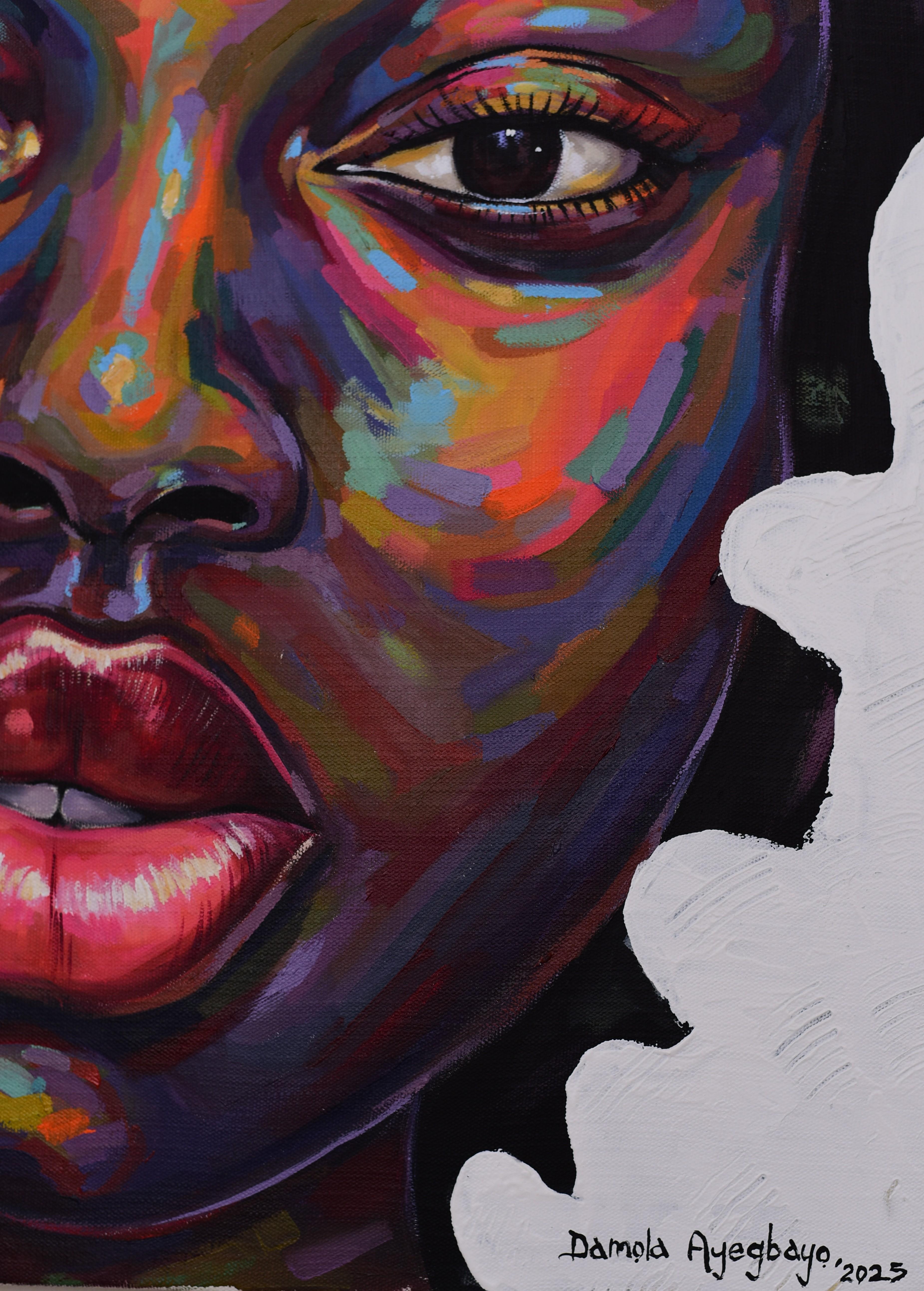 Isolation 5 - 21e siècle, AM Contemporary, Portrait figuratif, Femmes, Couleurs - Contemporain Painting par Damola Ayegbayo 
