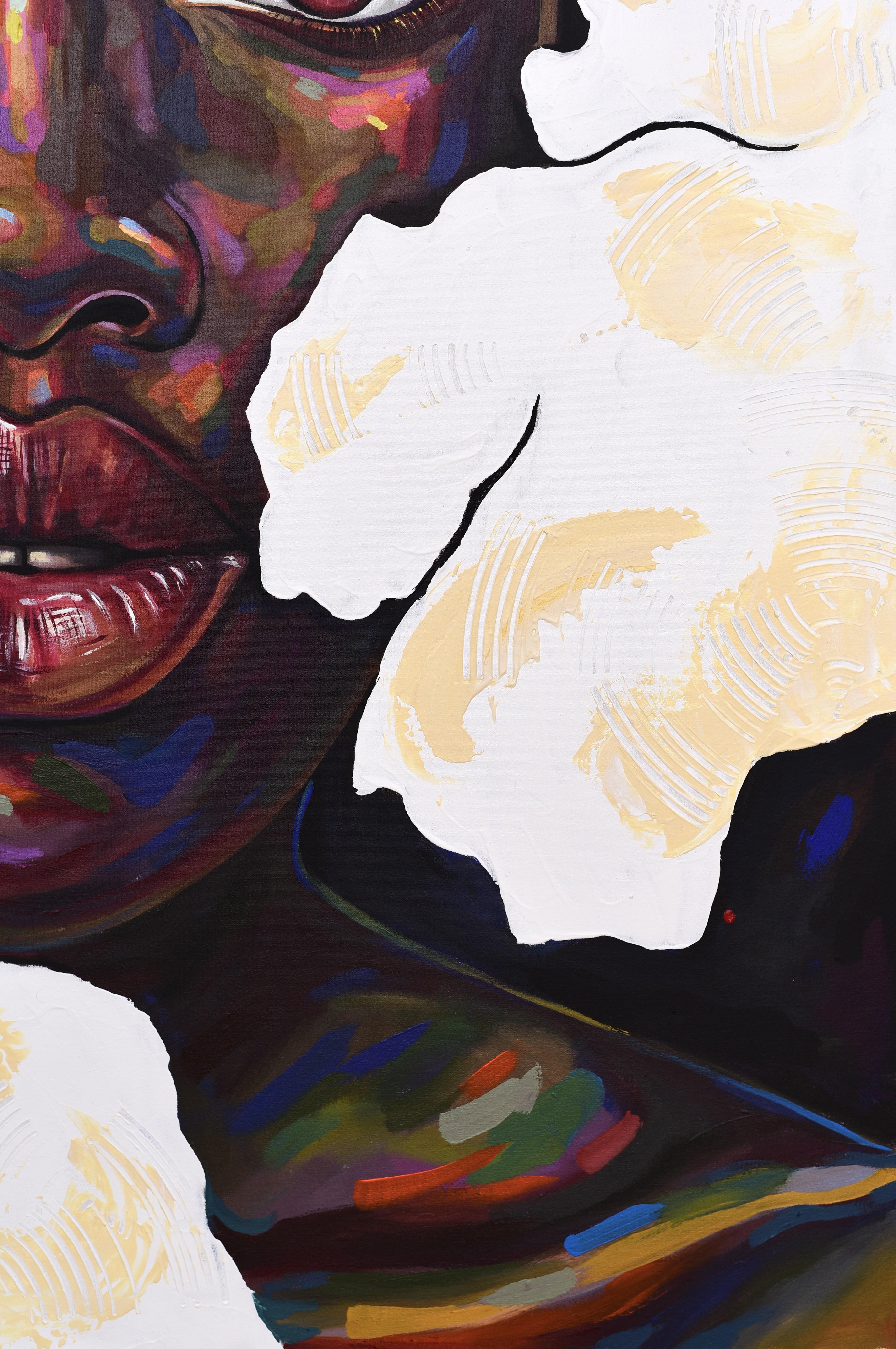 Isolation 7 - XXI secolo, Contemporaneo, Ritratto figurativo, Donne, Colori - Portrait Painting Beige di Damola Ayegbayo 