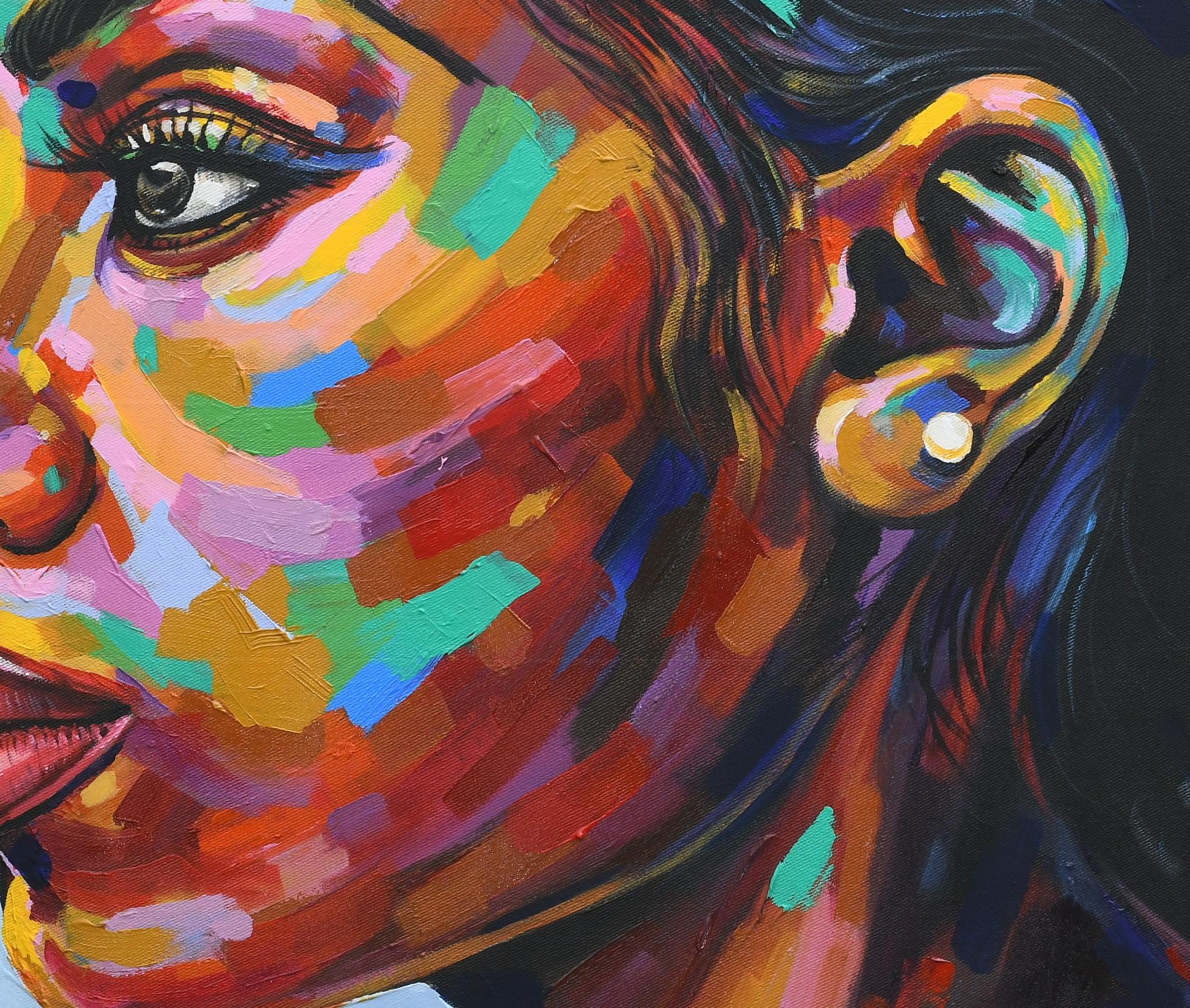Guardare oltre 3 - Figurative Painting Blu di Damola Ayegbayo 