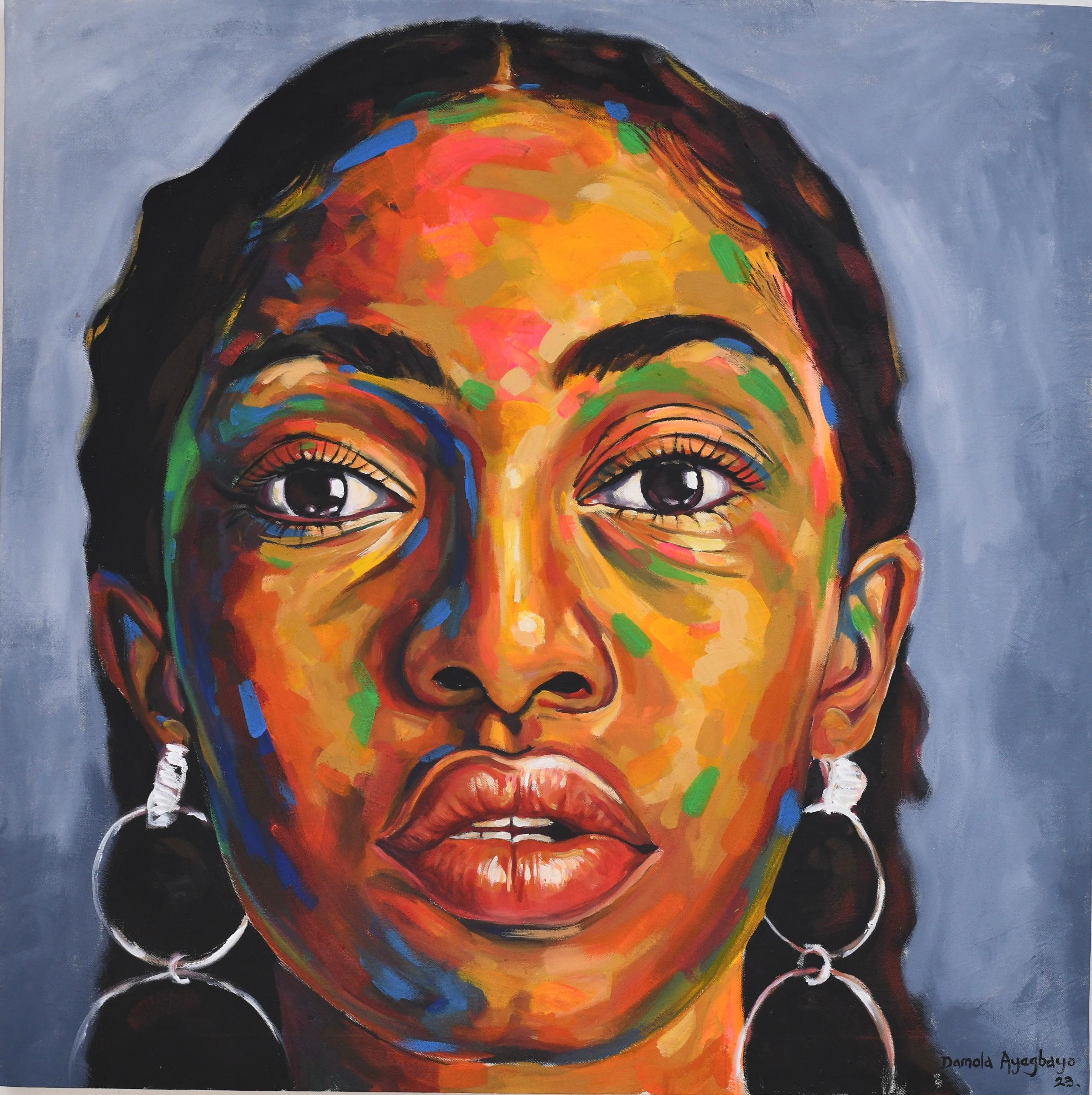 Portrait Painting Damola Ayegbayo  - « Looking Beyond 4 »