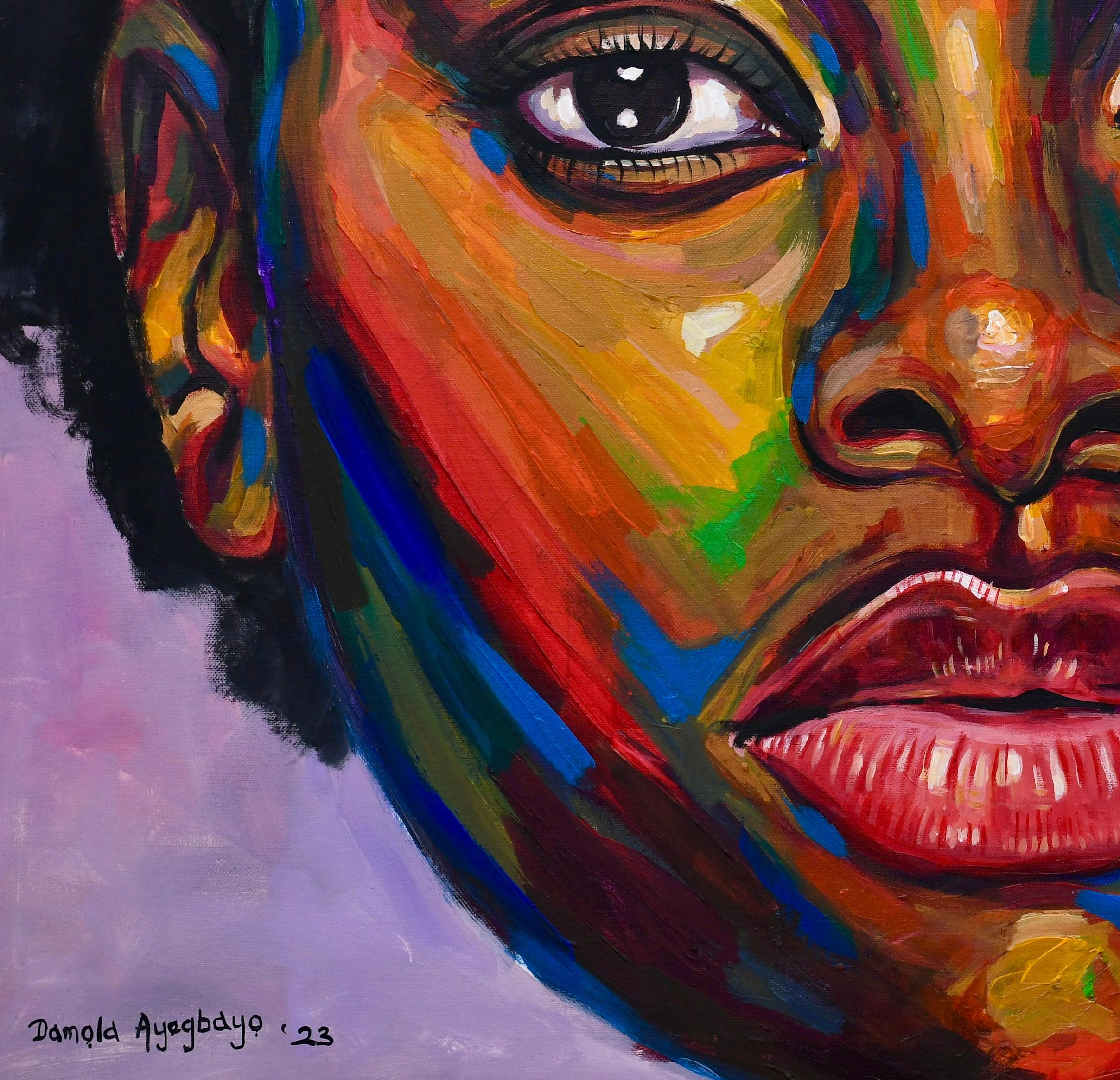 Looking Beyond 5 - Expressionist Painting by Damola Ayegbayo 