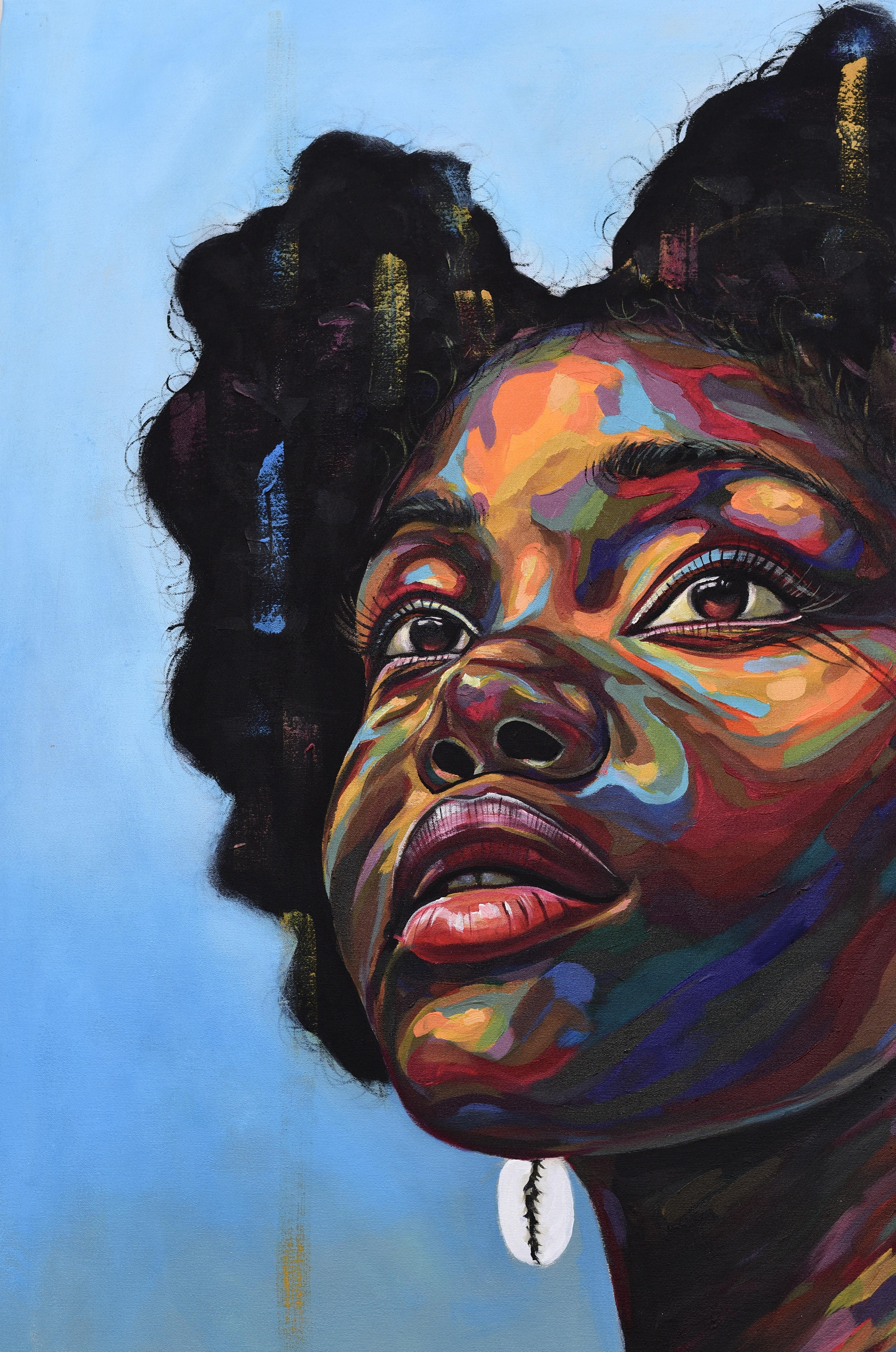 Looking Beyond 8 - 21st Century, Contemporary, Figurative Portrait, Africa Women - Painting by Damola Ayegbayo 