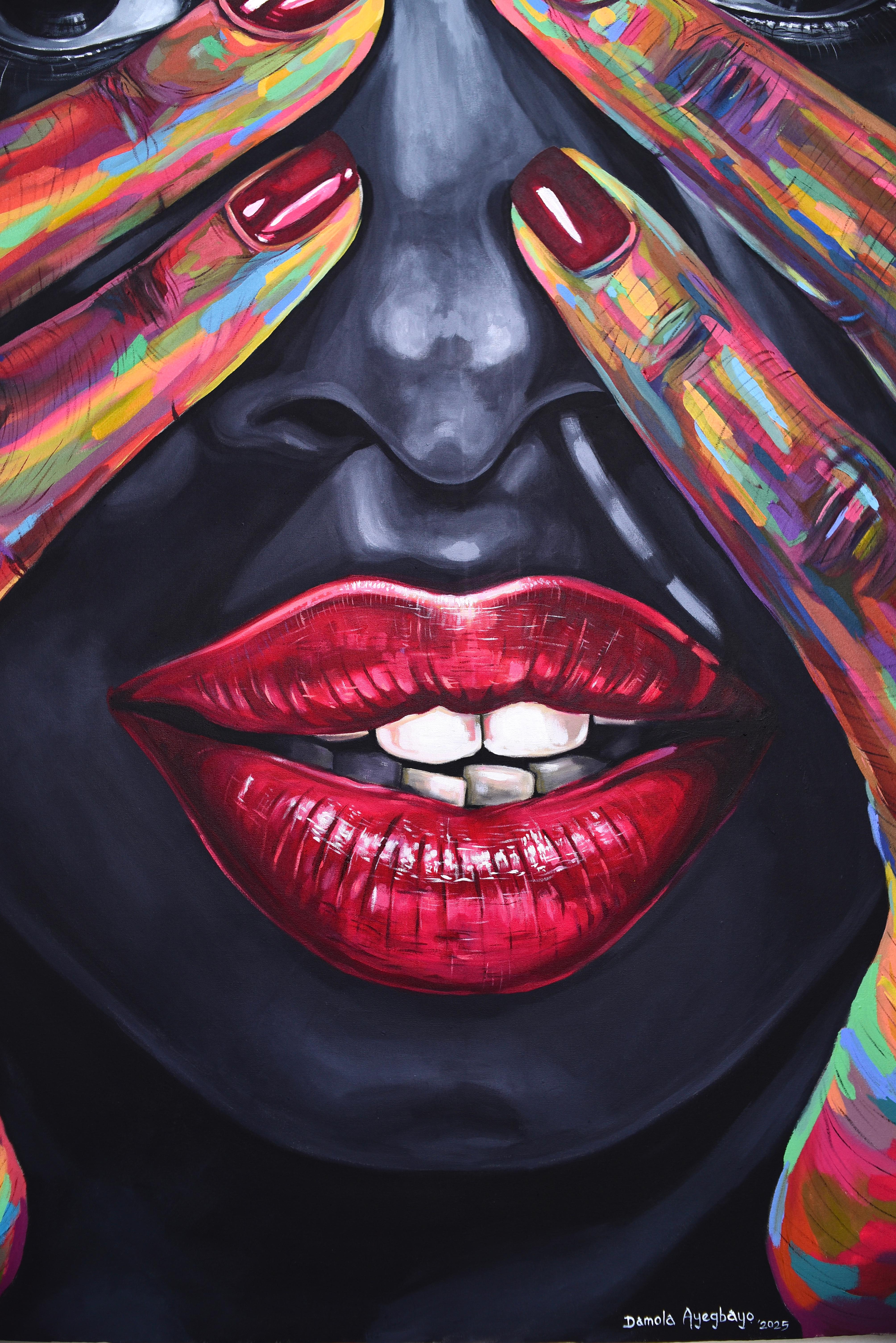 Mes pérégrinations 5 - 21e siècle, Contemporain, Portrait figuratif, Moderne - Noir Figurative Painting par Damola Ayegbayo 