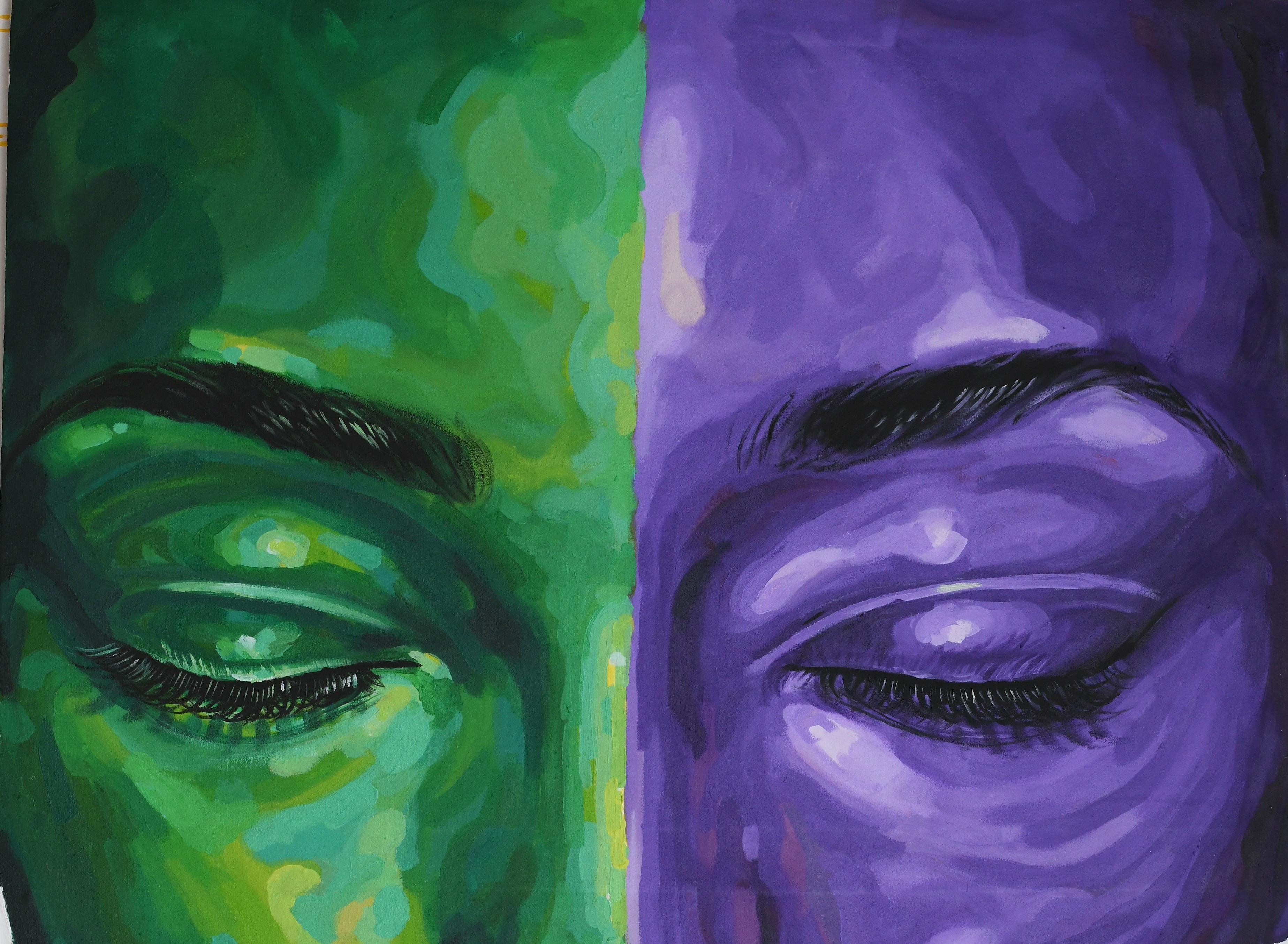 Other Side 7 - 21° secolo, Contemporaneo, Ritratto figurativo, Donne, Colori - Painting di Damola Ayegbayo 