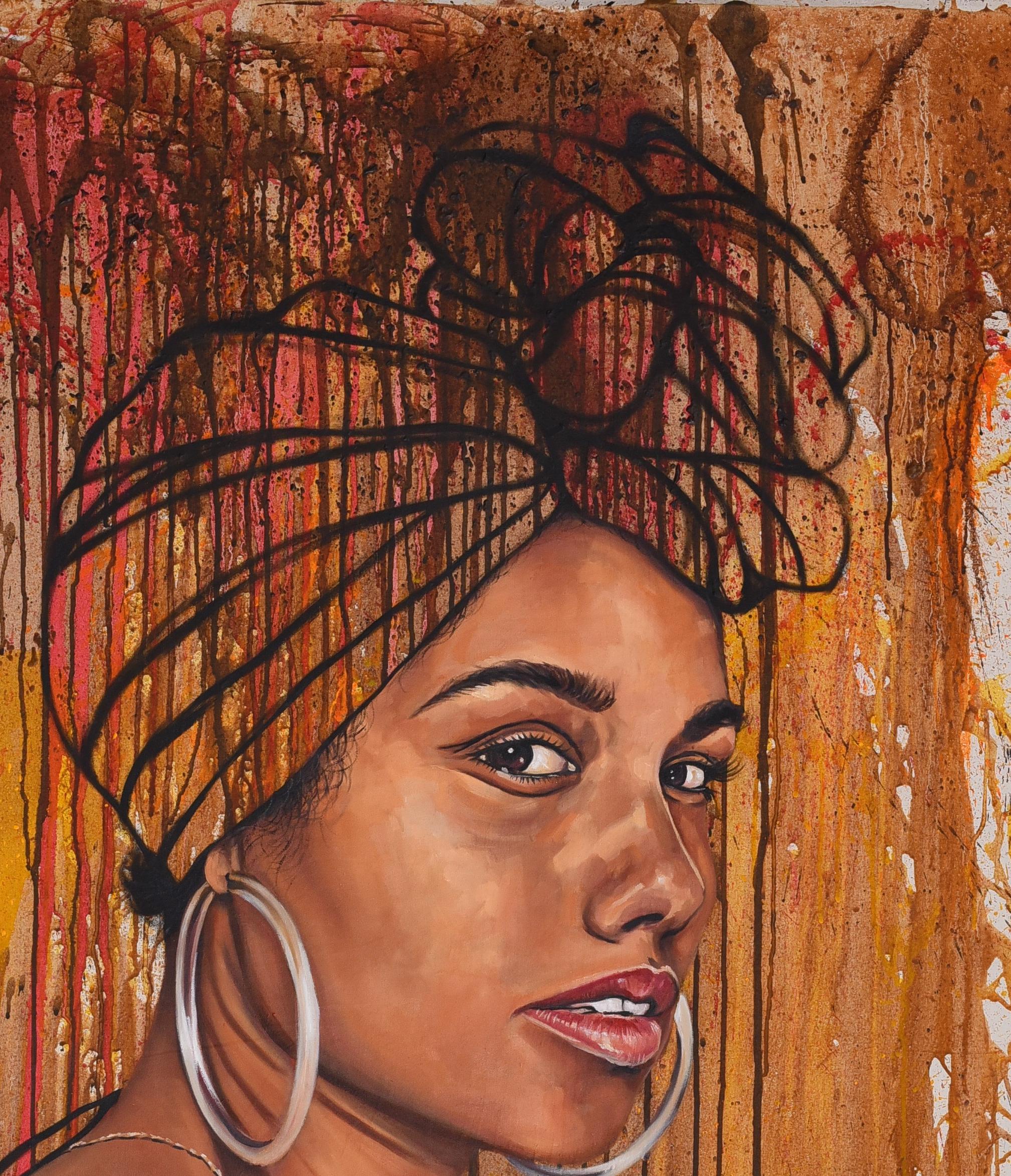 Scopo dell'esistenza 14 - XXI secolo, Contemporaneo, Ritratto figurativo, Donna - Painting Realismo di Damola Ayegbayo 