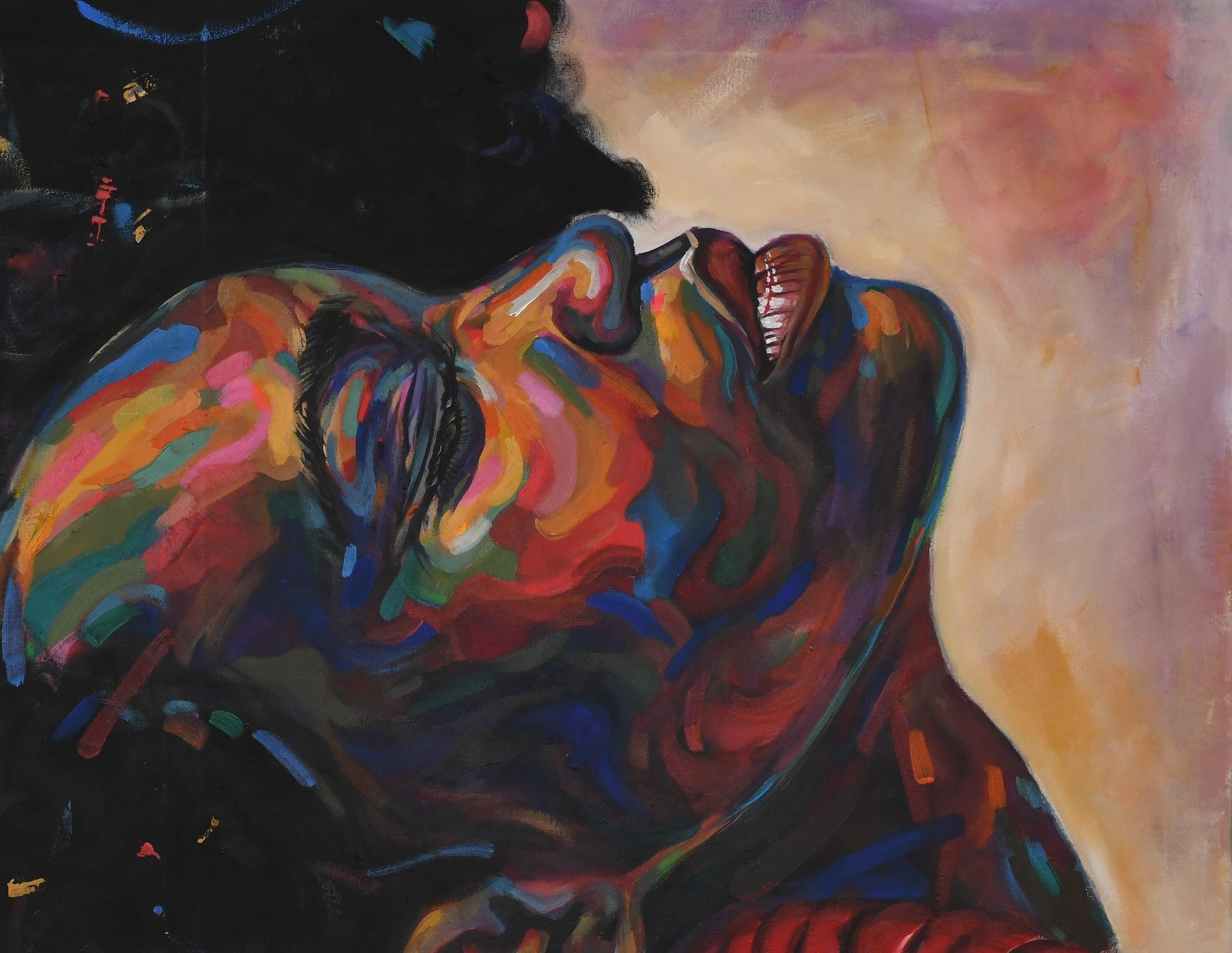 Hermandad 2 -Siglo XXI, Contemporáneo, Retrato Figurativo, Mujeres África Amor - Portrait Painting Negro de Damola Ayegbayo 