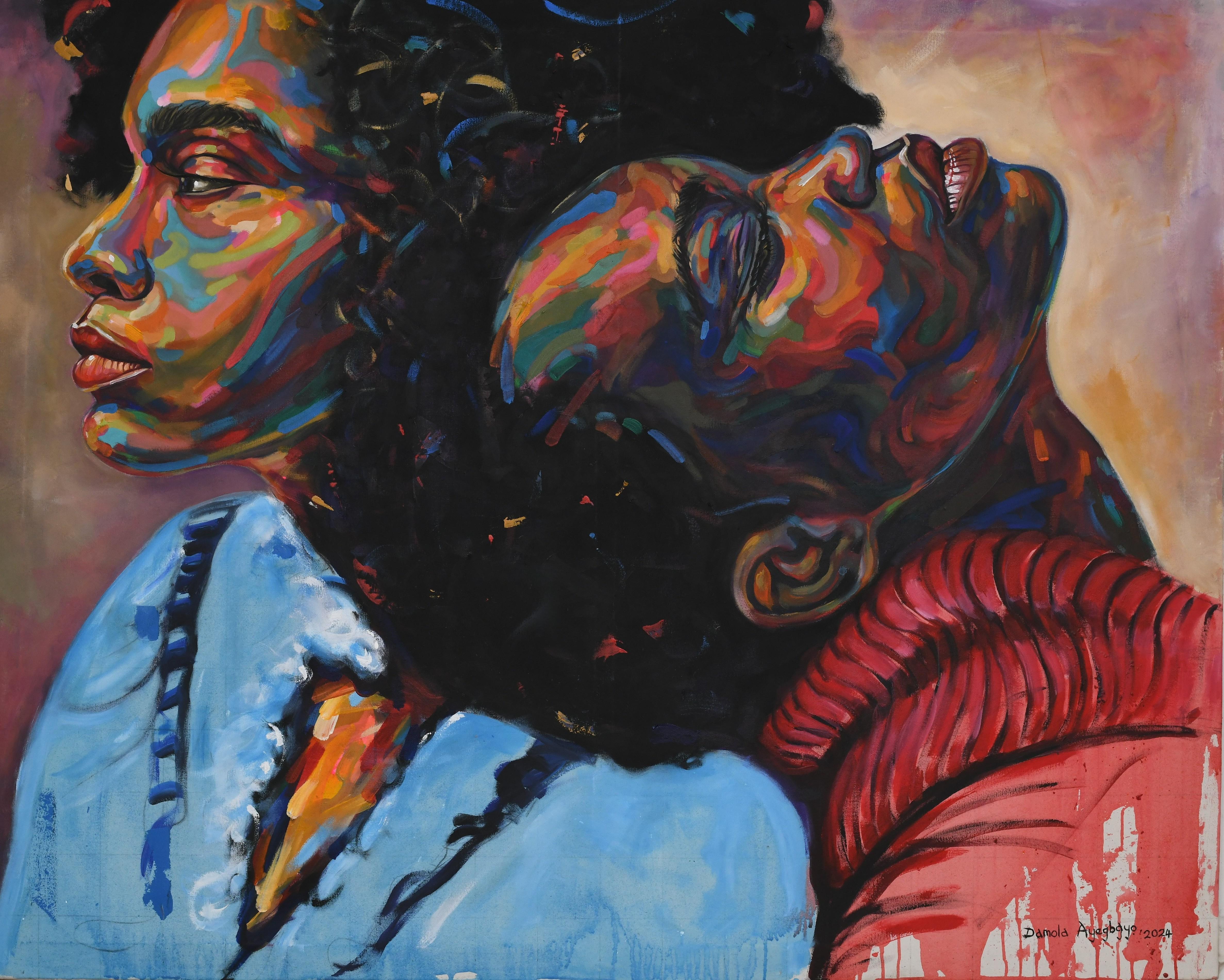 Portrait Painting de Damola Ayegbayo  - Hermandad 2 -Siglo XXI, Contemporáneo, Retrato Figurativo, Mujeres África Amor