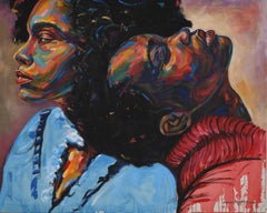 Hermandad 2 -Siglo XXI, Contemporáneo, Retrato Figurativo, Mujeres África Amor