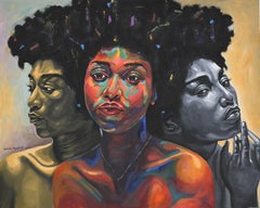 Hermandad 3 -Siglo XXI, Contemporáneo, Retrato Figurativo, Mujeres África Amor