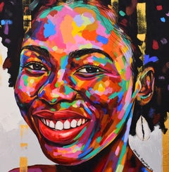 Soulmate 5 -21st Century, Contemporary, Figurative Portrait, Woman Smiling, Love