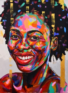 Soulmate 5 -21st Century, Contemporary, Figurative Portrait, Woman Smiling, Love