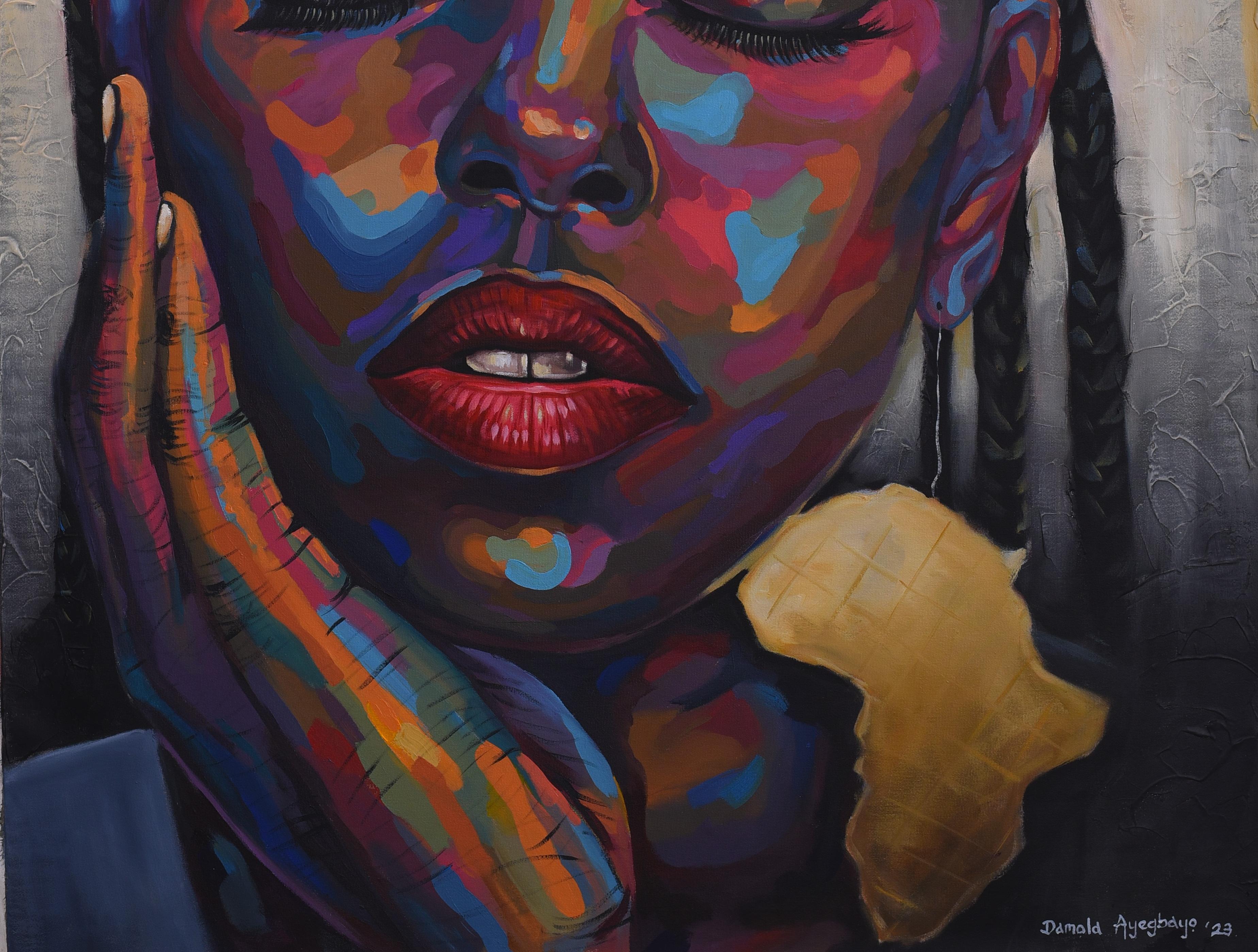 Geisteszustand 12 (Realismus), Painting, von Damola Ayegbayo 