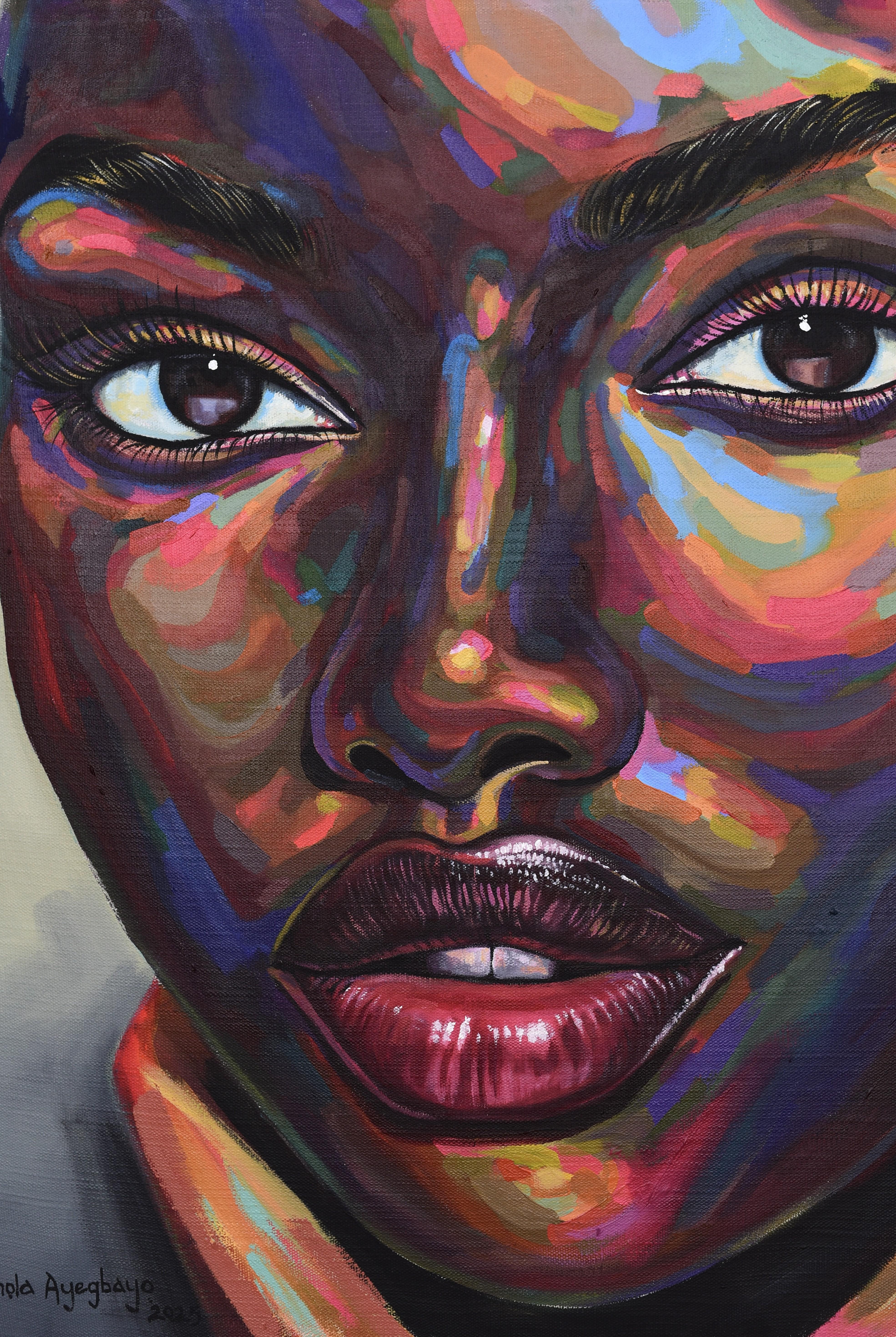 État d'esprit 13 - 21e siècle, Contemporain, Portrait figuratif, Afrique Femmes - Painting de Damola Ayegbayo 