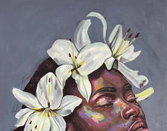 Estado de ánimo 14 -Siglo XXI, Contemporáneo, Retrato figurativo, Mujer, Floral