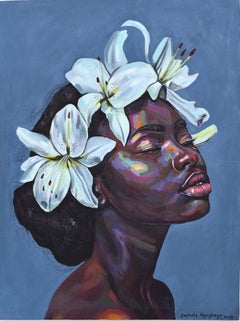 Estado de ánimo 14 -Siglo XXI, Contemporáneo, Retrato figurativo, Mujer, Floral