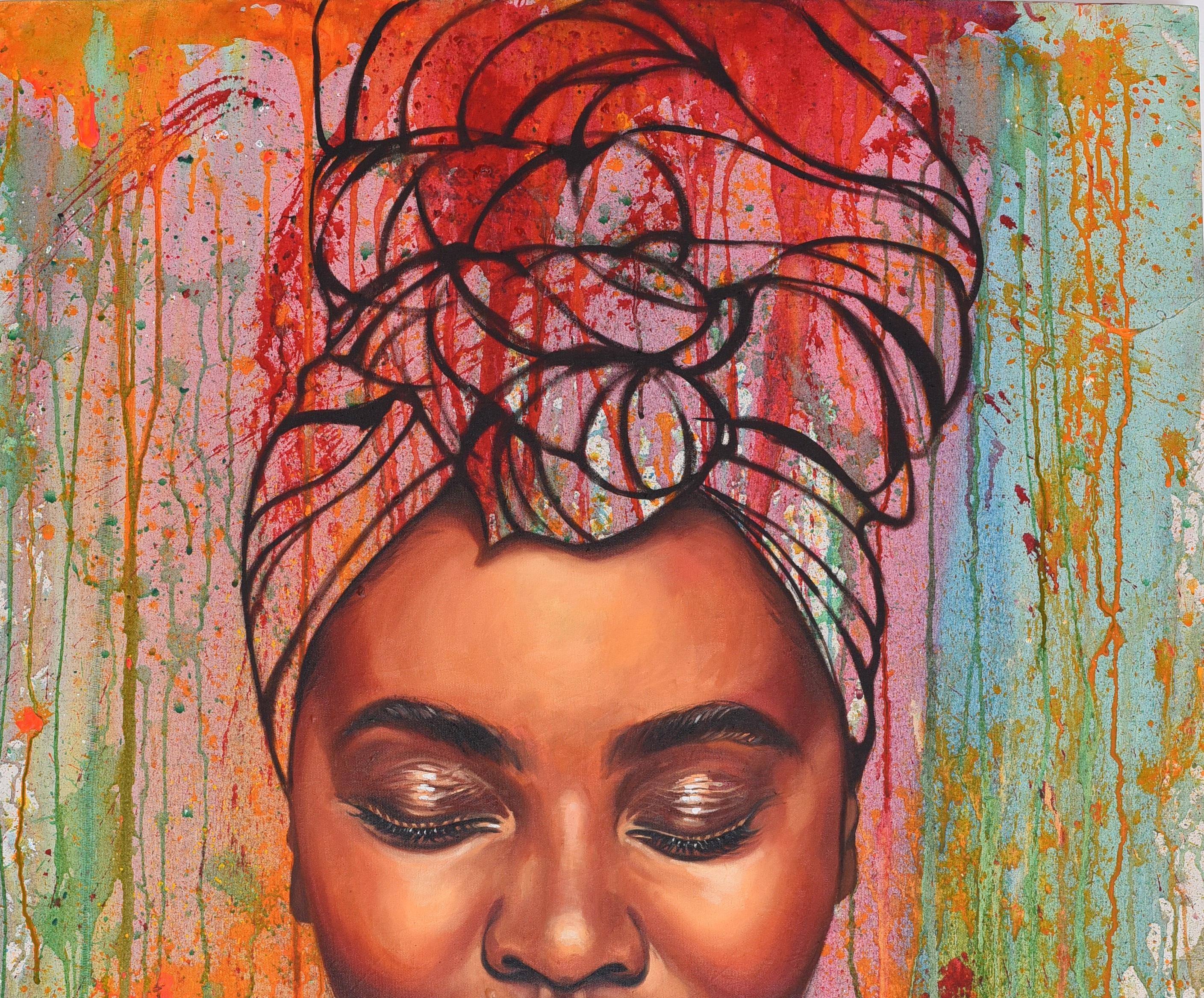 State of Mind 14 - 21° secolo, Contemporaneo, Ritratto figurativo, Donna - Painting di Damola Ayegbayo 