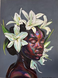 State of Mind 15 -21st Century, Contemporary, Figurative Portrait, Women, Floral