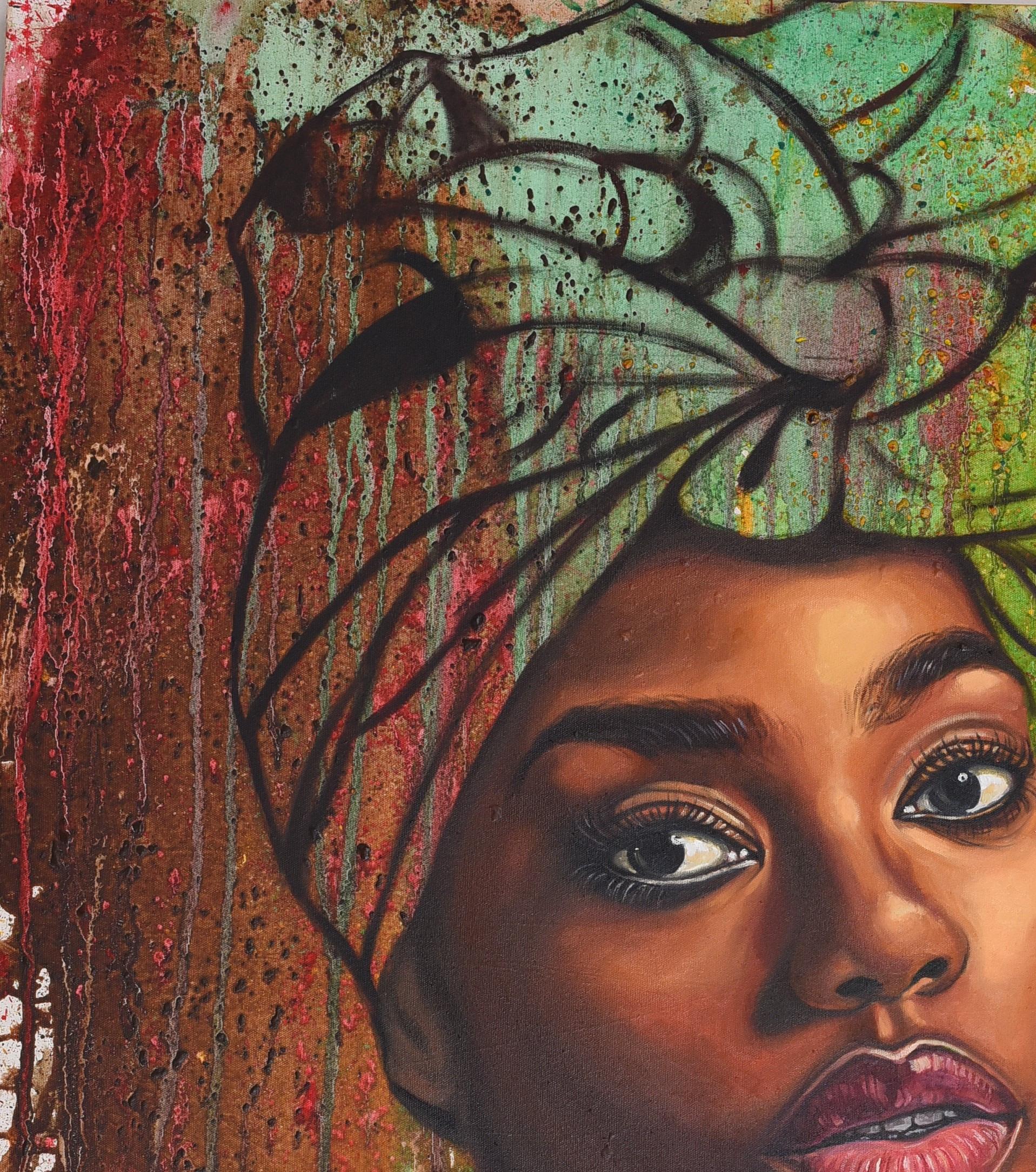 State of Mind 15 - 21° secolo, Contemporaneo, Ritratto figurativo, Donne - Painting di Damola Ayegbayo 