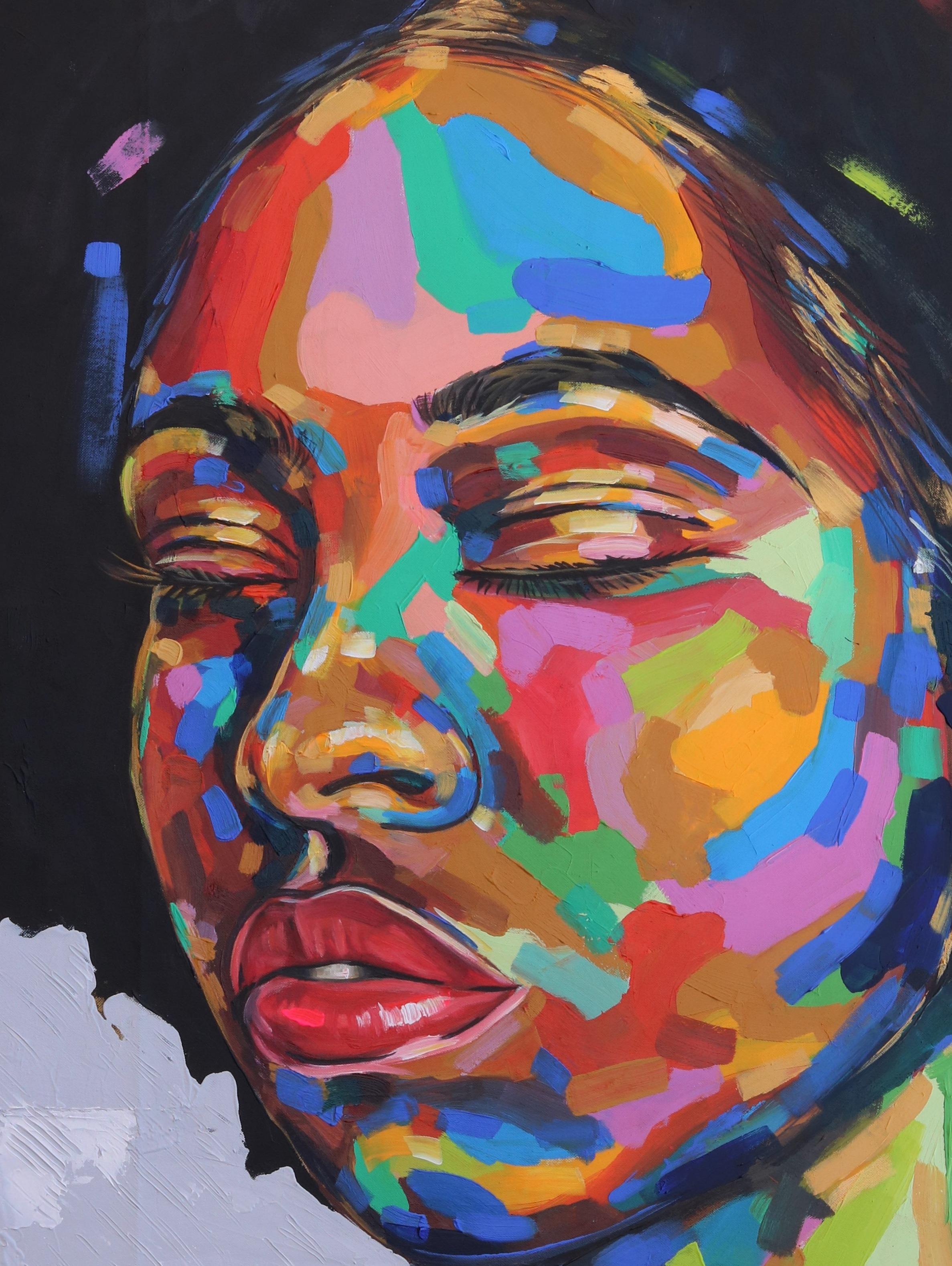 State of Mind 2 - Black Portrait Painting by Damola Ayegbayo 