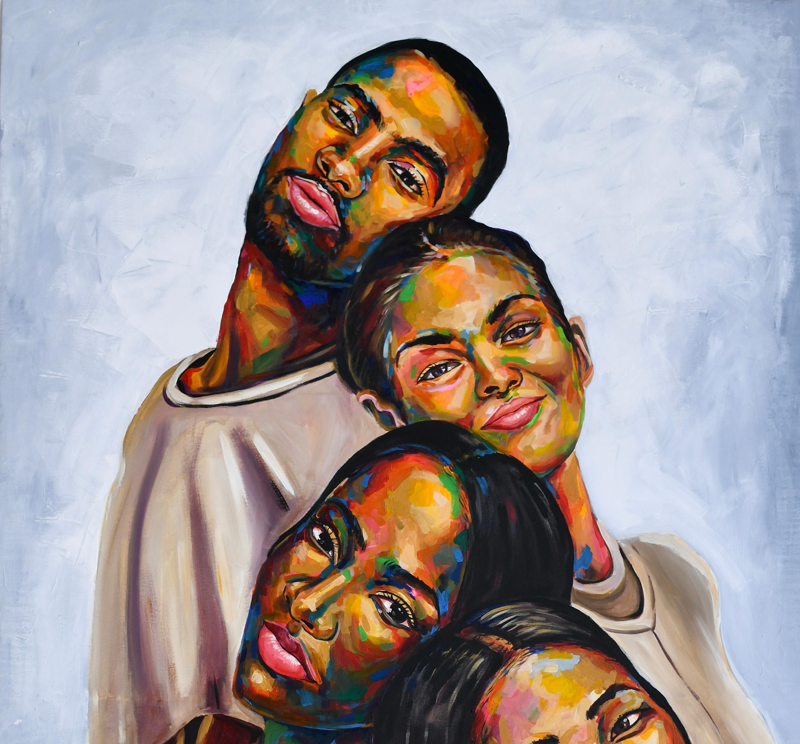 La forza della diversità 5 - Portrait Painting Grigio di Damola Ayegbayo 