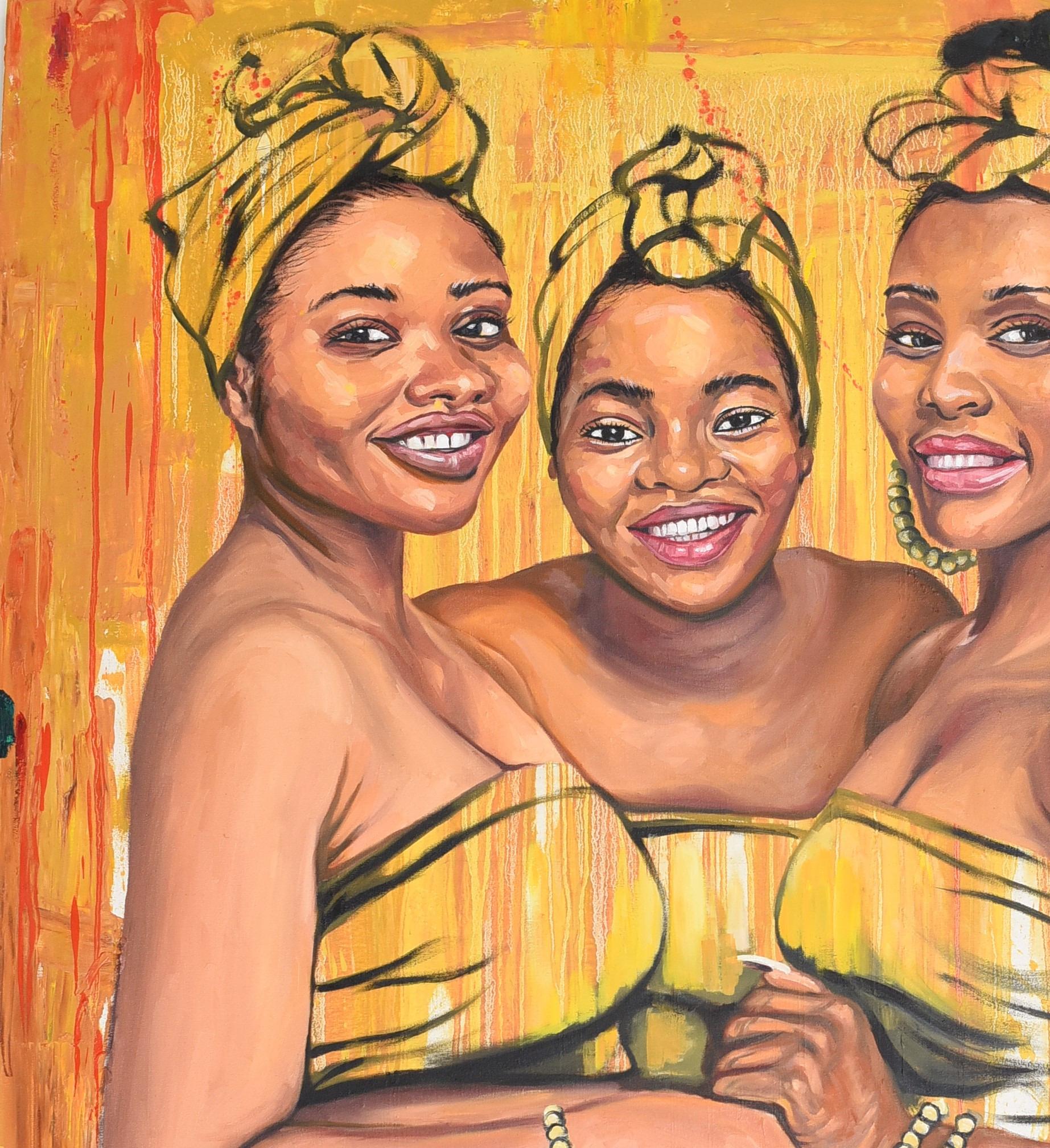 Strength in Diversity 6 - 21st Century, Contemporary, Figurative Portrait, Women - Painting by Damola Ayegbayo 