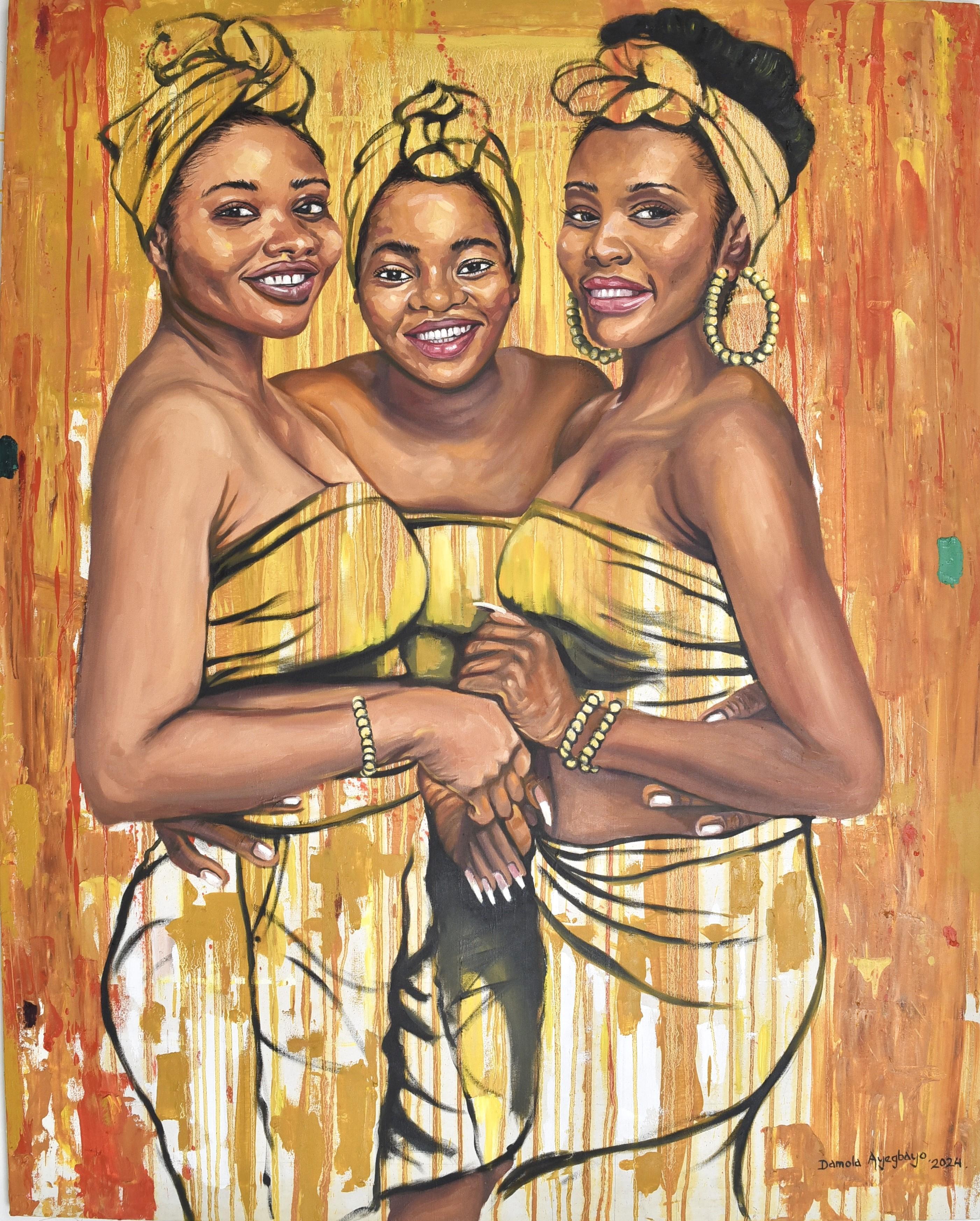 Damola Ayegbayo  Figurative Painting - Strength in Diversity 6 - 21st Century, Contemporary, Figurative Portrait, Women