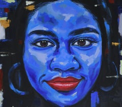 Transfiguración 2 - Siglo XXI, Contemporáneo, Retrato Figurativo, Mujer, Azul