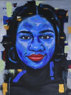 Transfiguración 2 - Siglo XXI, Contemporáneo, Retrato Figurativo, Mujer, Azul