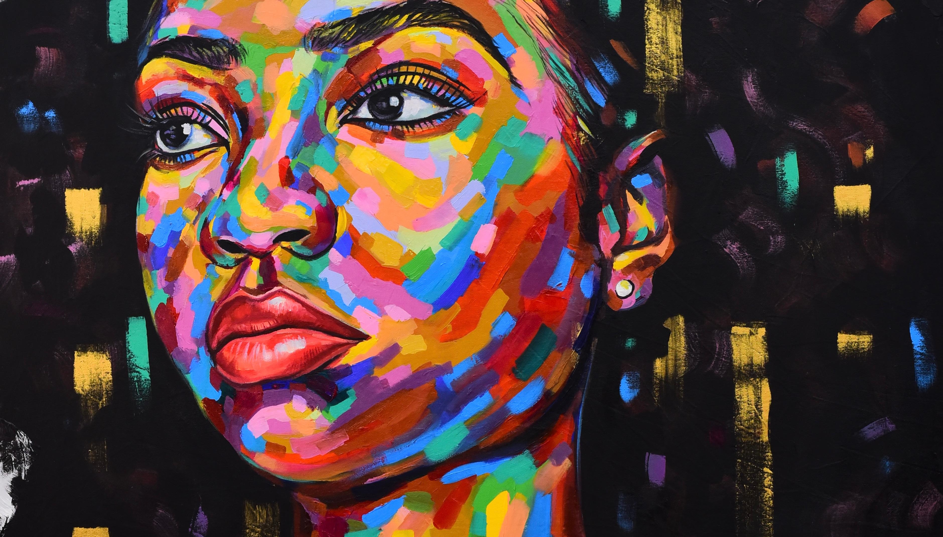 I was inspired to paint the portrait of an African girl, so people could see life through her lens. For you to see what it is for a disadvantaged, underprivileged child growing up in a world that doesn't care about them. Yet despite all of this,