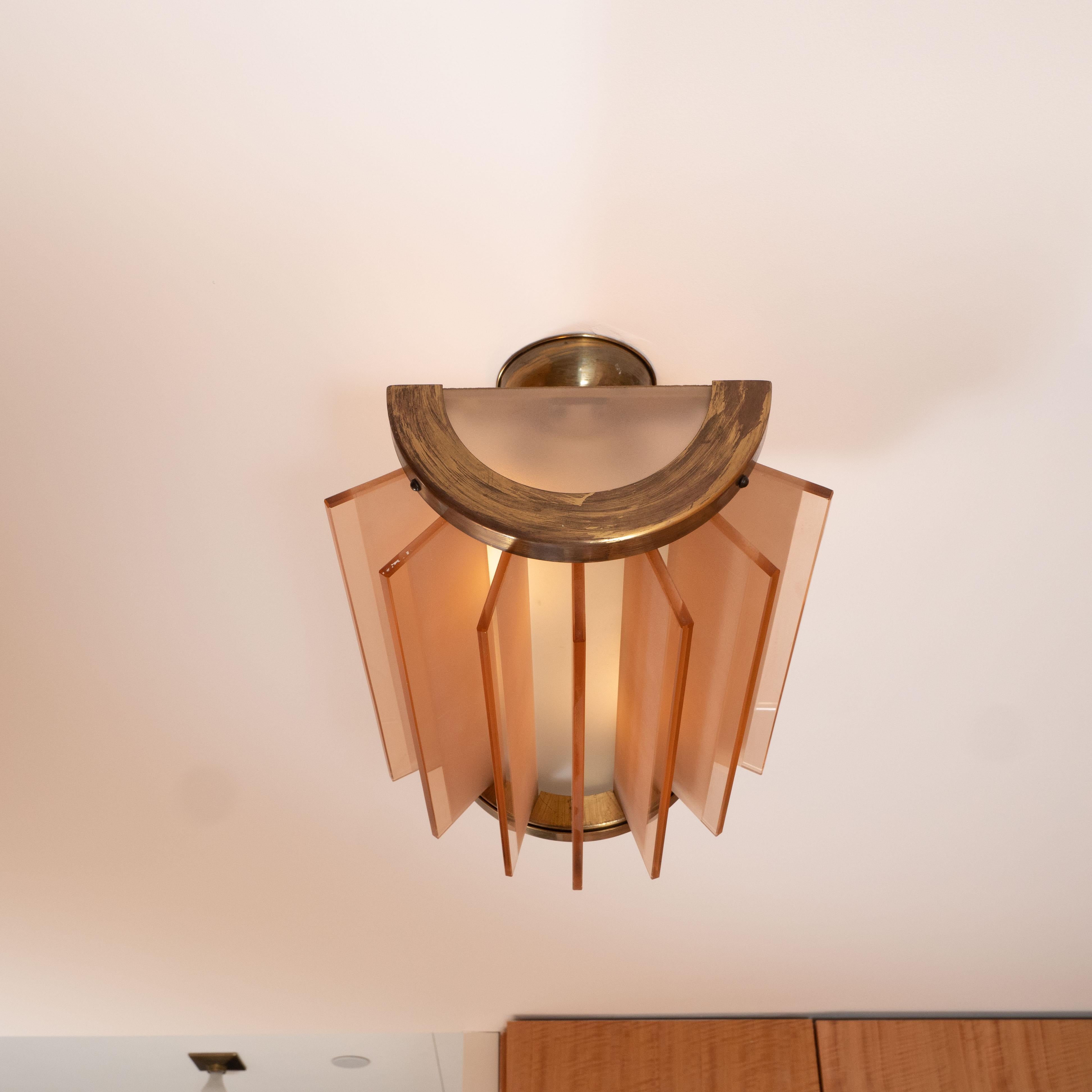 Mid-20th Century Damon French Deco Hanging Ceiling Light Fixture from Alan Moss