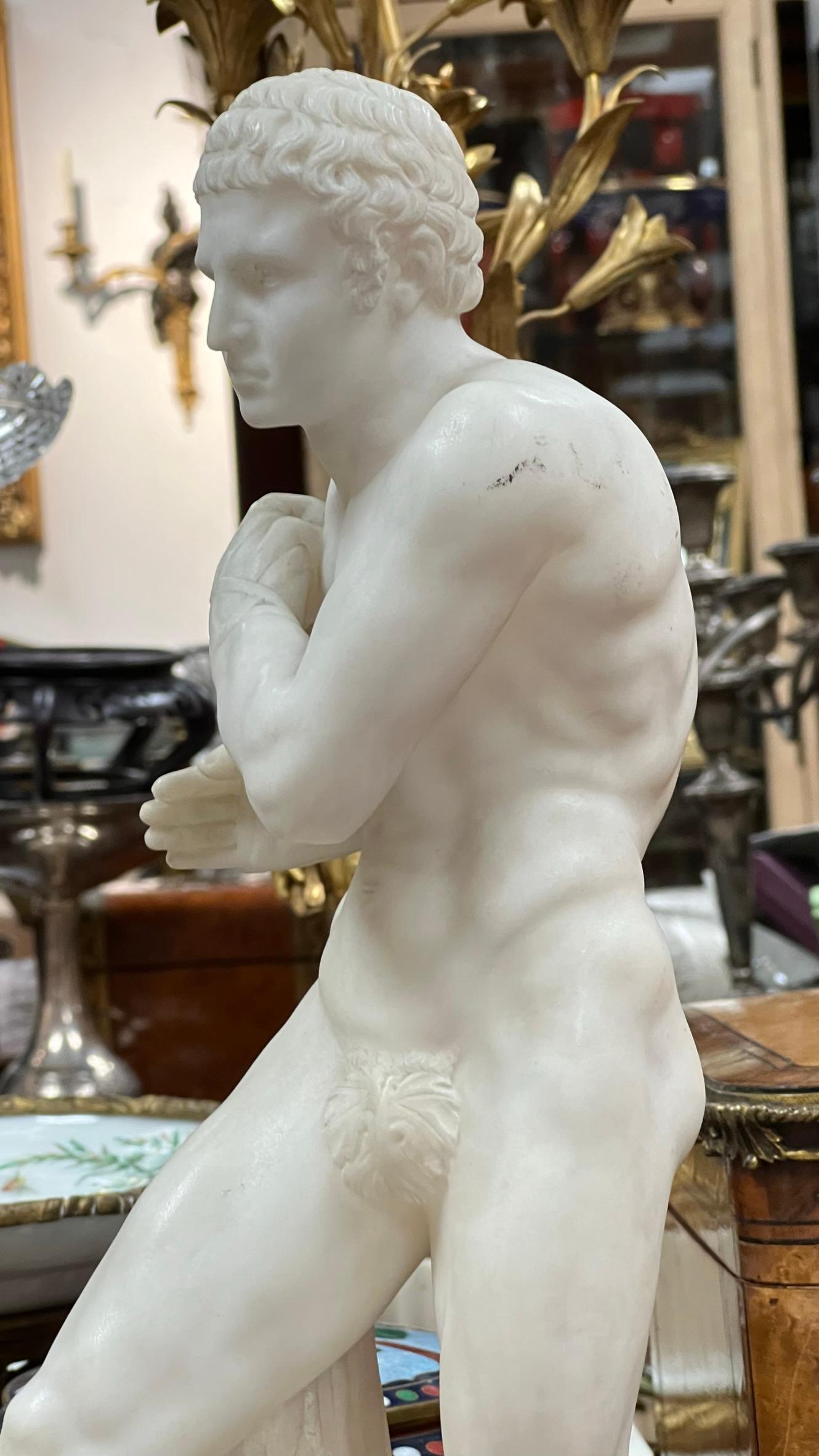 Damoxenos Greek Wrestler Marble Sculpture After Antonio Canova 2