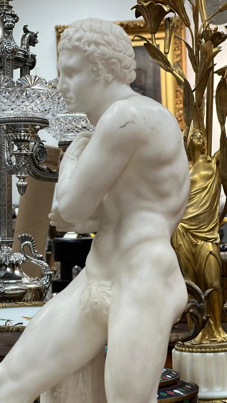 Damoxenos Greek Wrestler Marble Sculpture After Antonio Canova 6