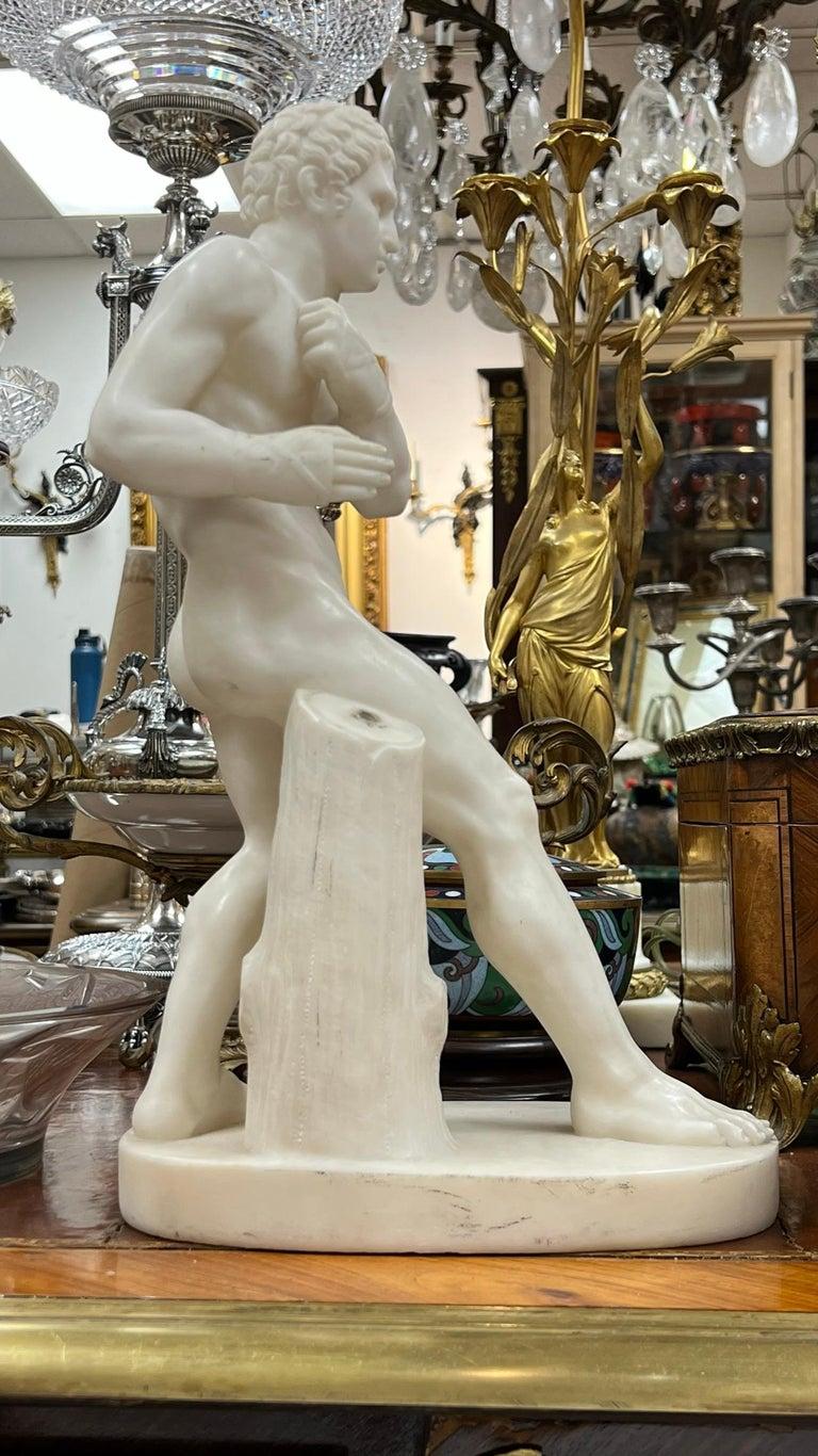 Grand Tour Damoxenos Greek Wrestler Marble Sculpture After Antonio Canova