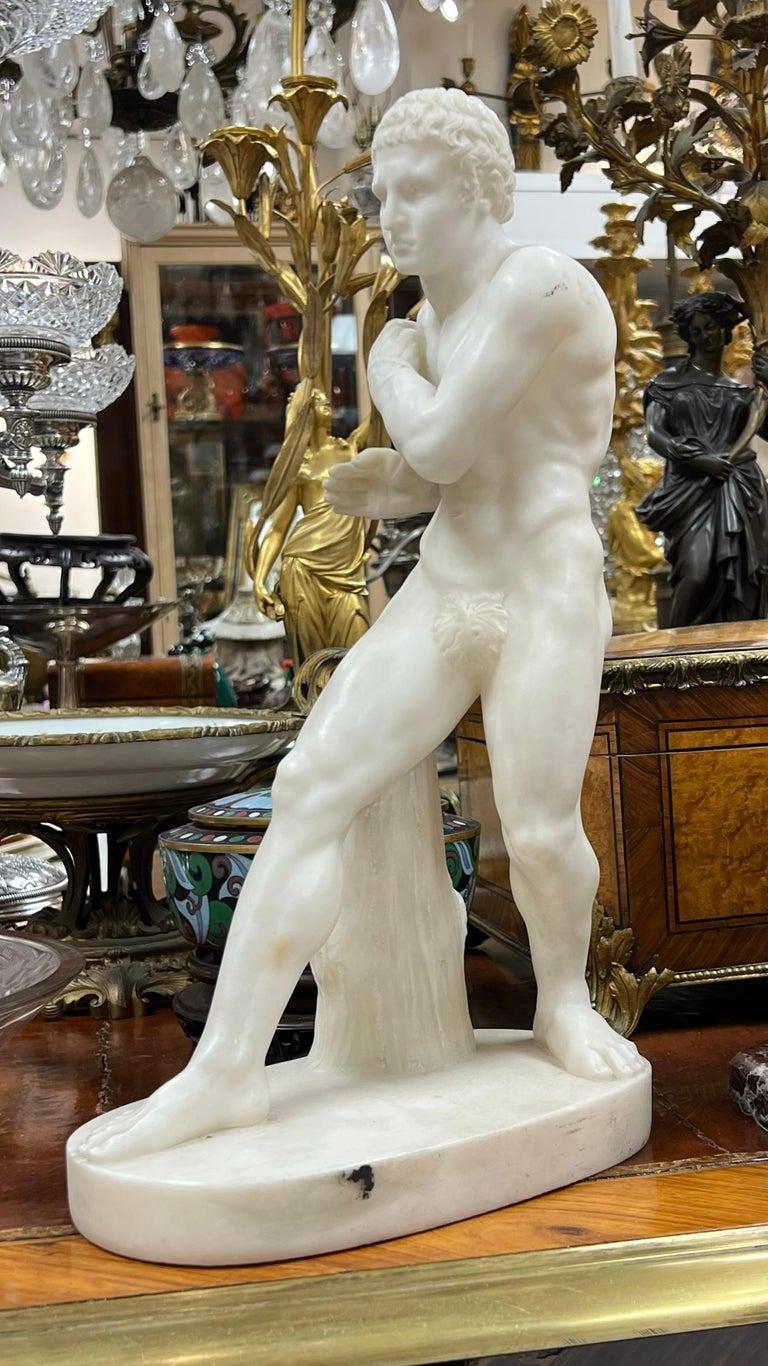 Damoxenos Greek Wrestler Marble Sculpture After Antonio Canova In Good Condition In New York, NY