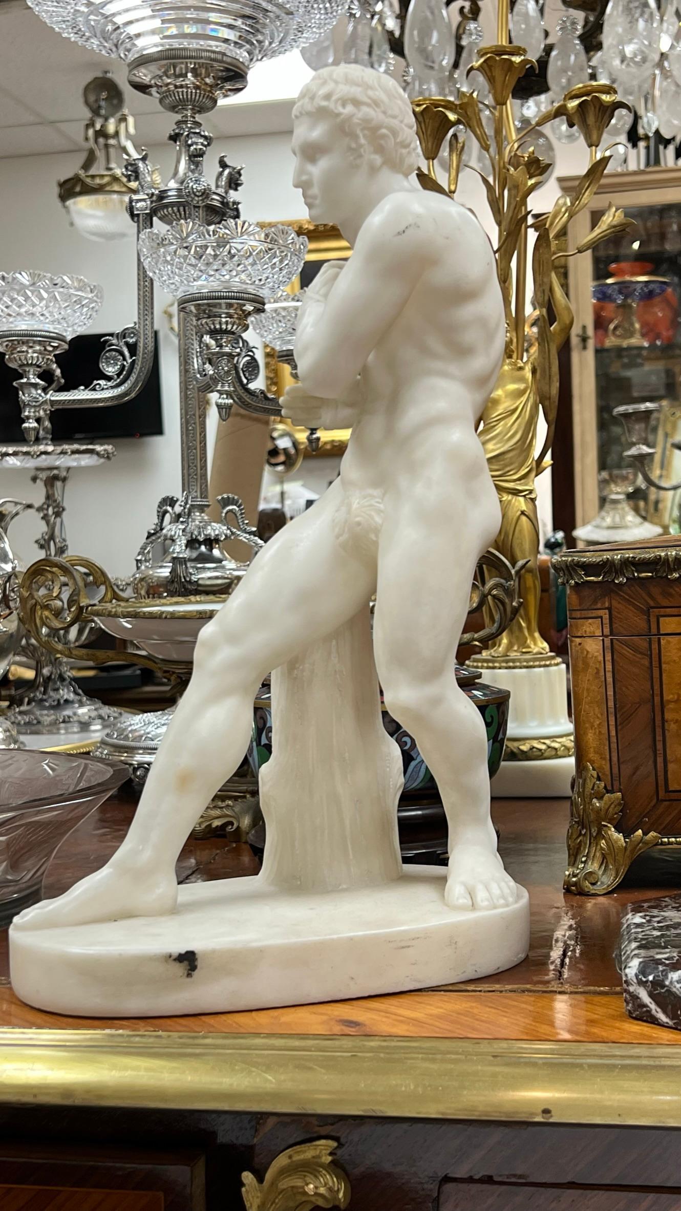 Grand Tour Damoxenos Greek Wrestler Marble Sculpture After Antonio Canova