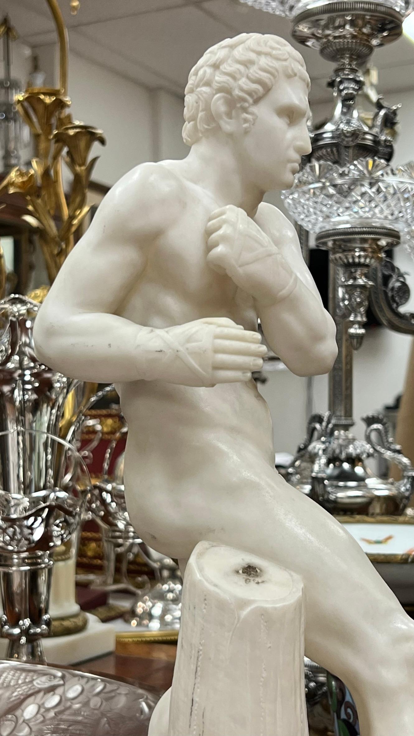 Damoxenos Greek Wrestler Marble Sculpture After Antonio Canova In Good Condition In New York, NY