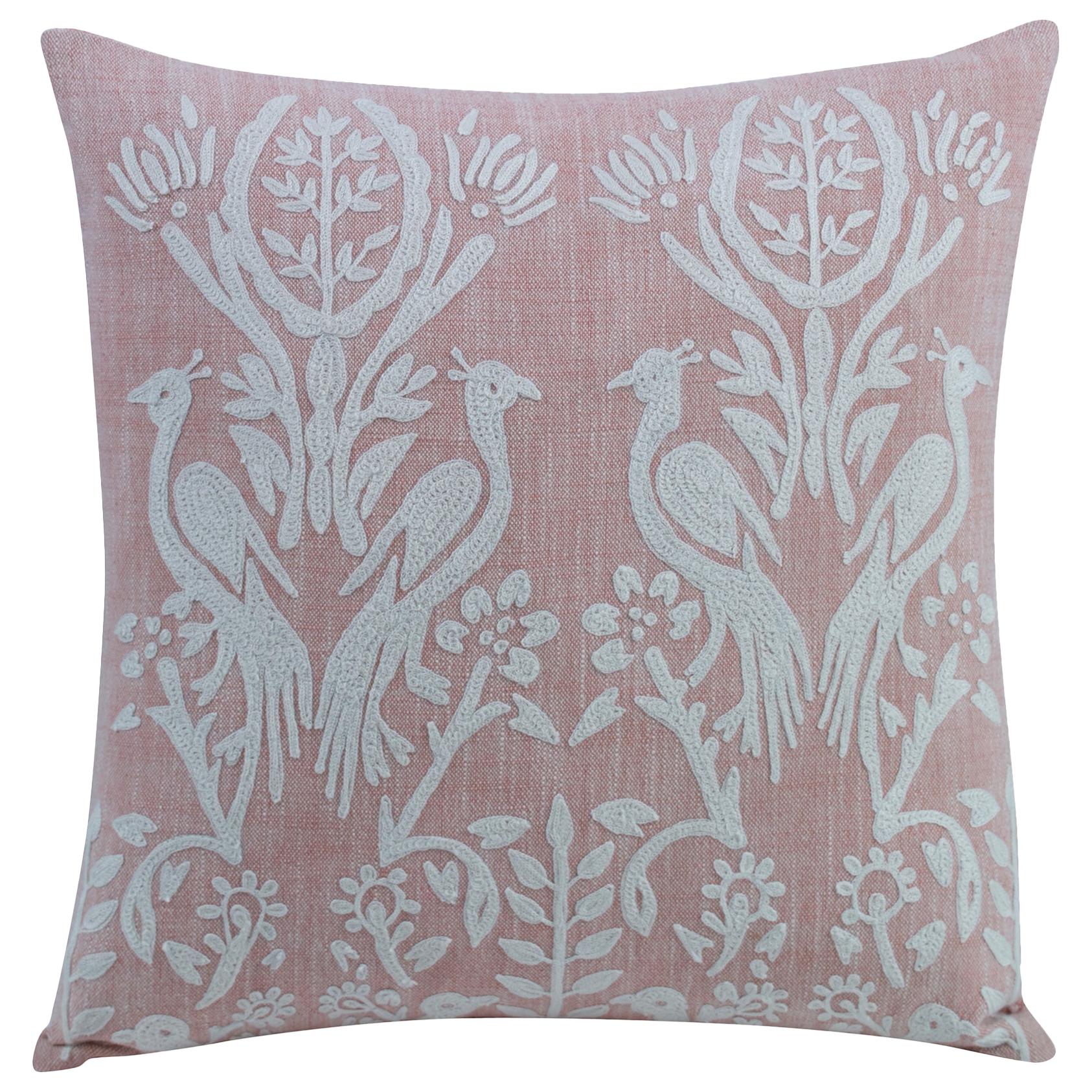 Luna Handembroidered Accent Pillow with Colorful Pattern by