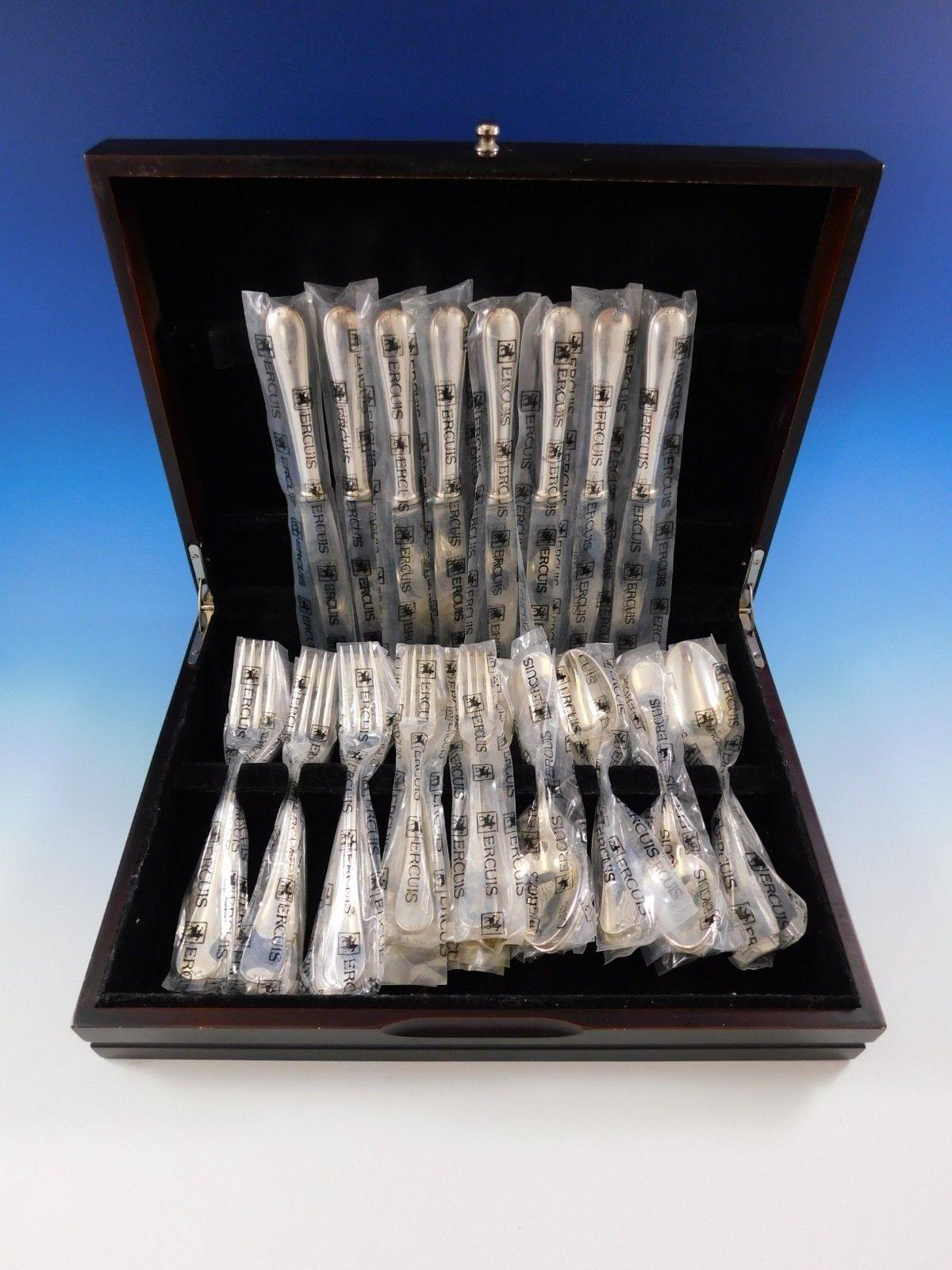 Elegant Dampierre by Ercuis French silverplate flatware set, new in factory sleeves, 34 pieces. This set includes:

8 dinner knives, 10